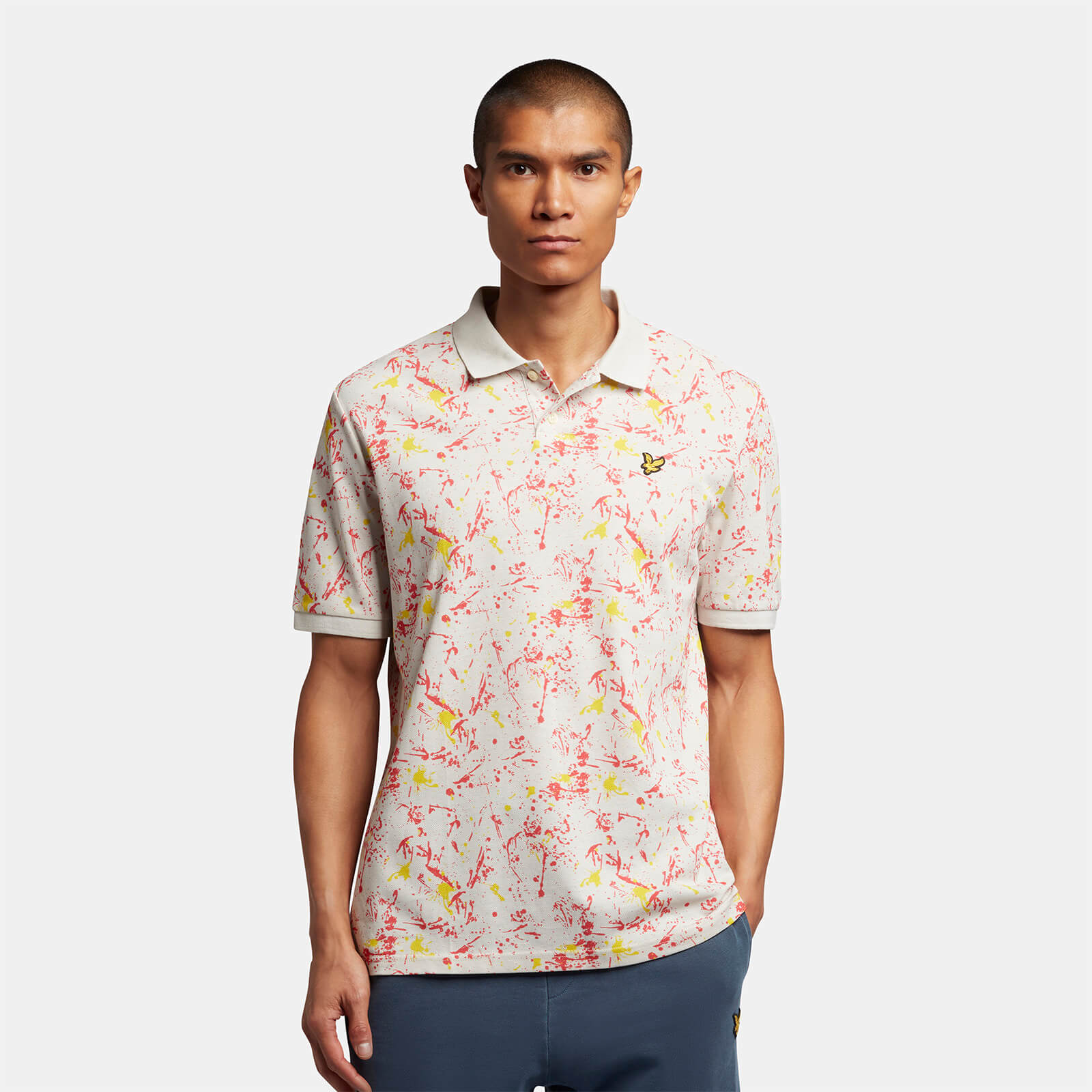 

Splatter Print Polo Shirt - L