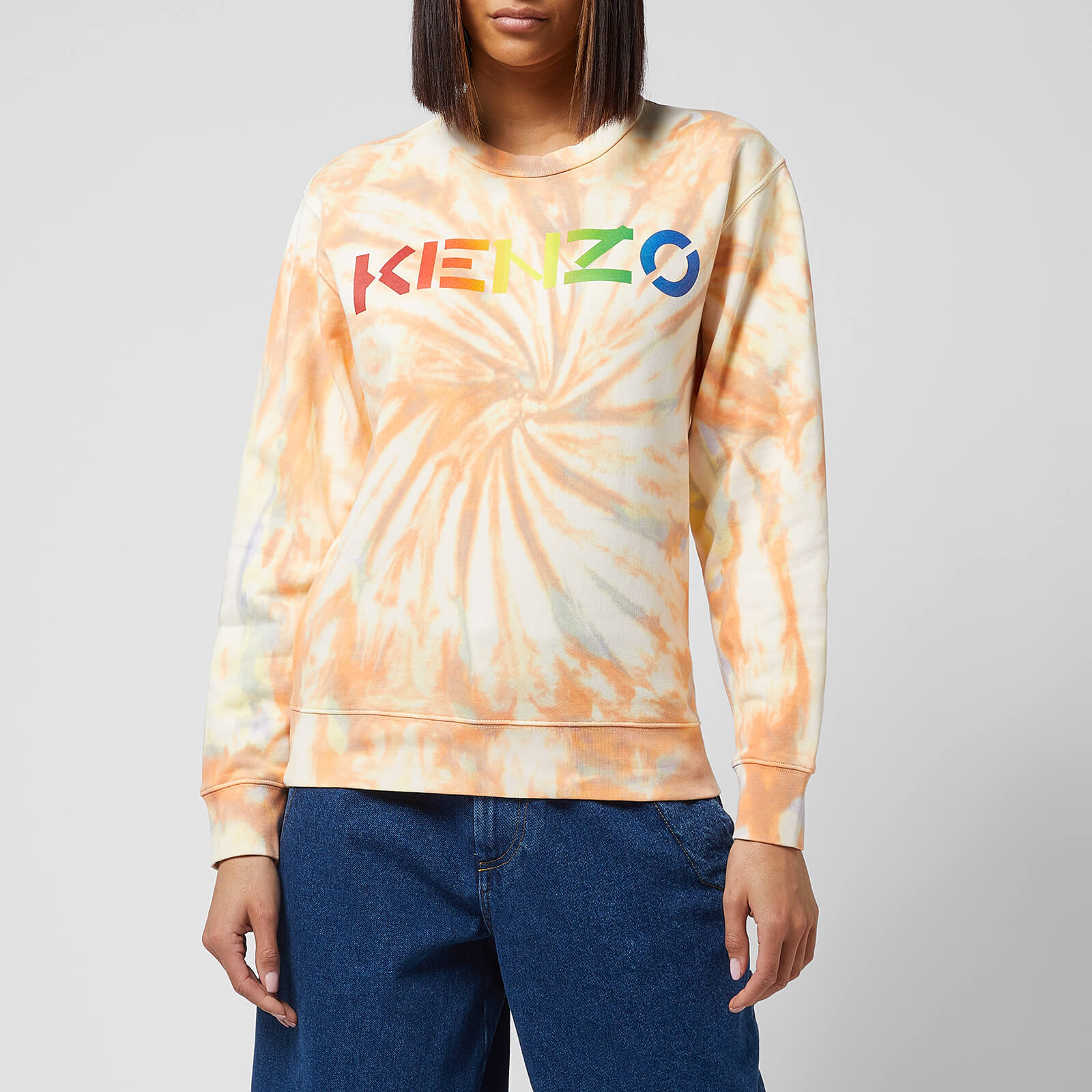 kenzo women's kenzo logo classic sweatshirt - peach - xs