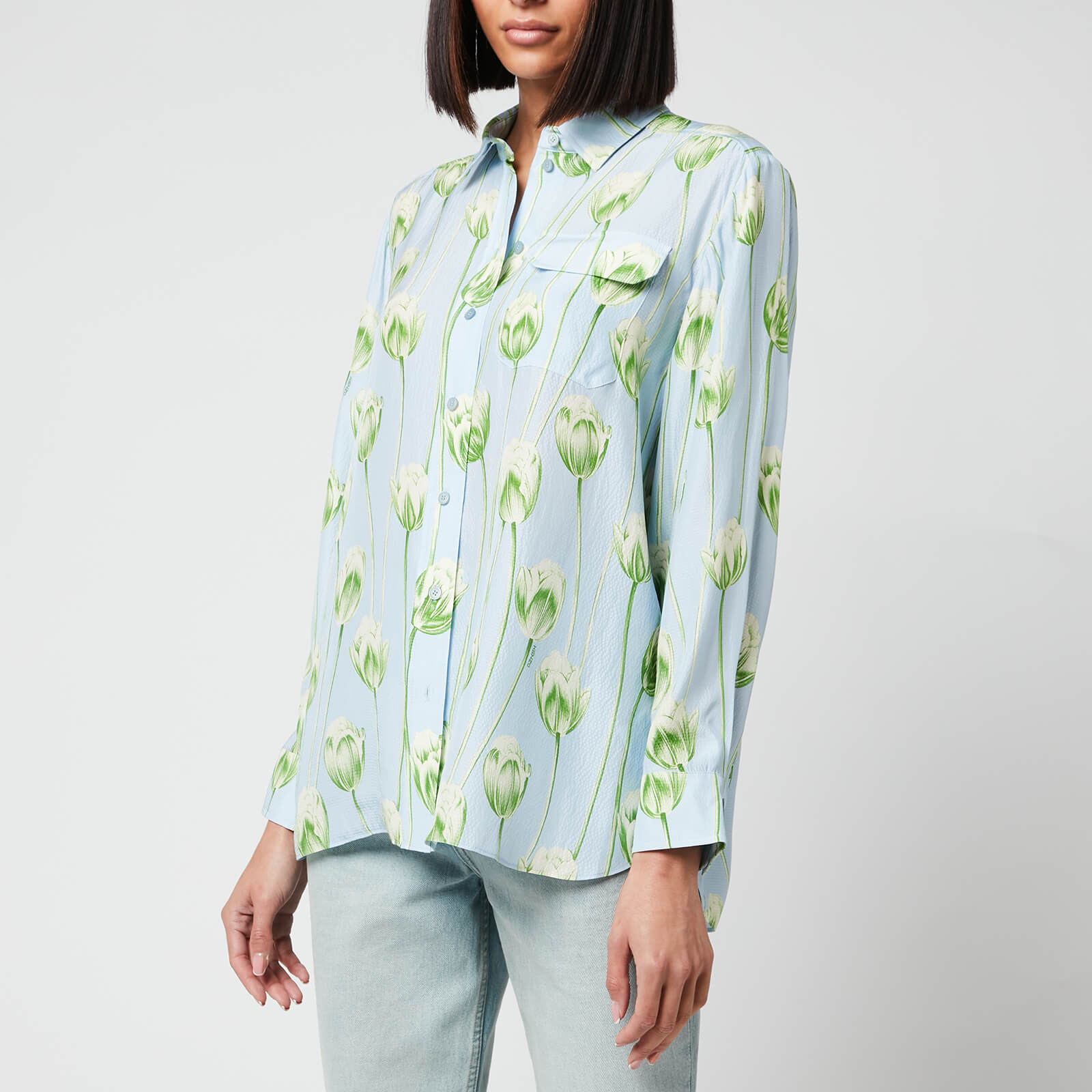 KENZO Women's Printed Shirt - Light Blue - UK 6