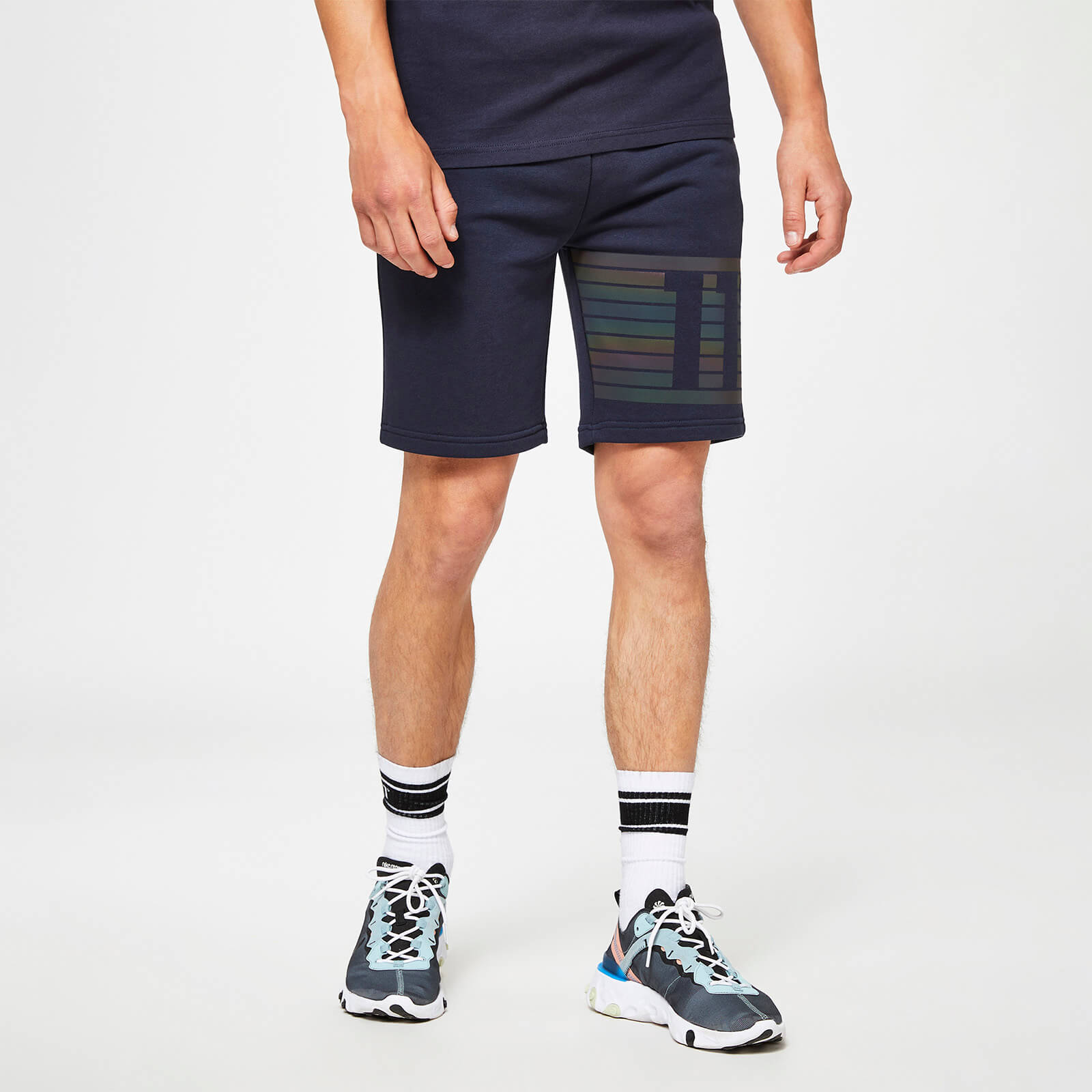 Shorts con Rayas - Azul Marino / Irisdicente - XL