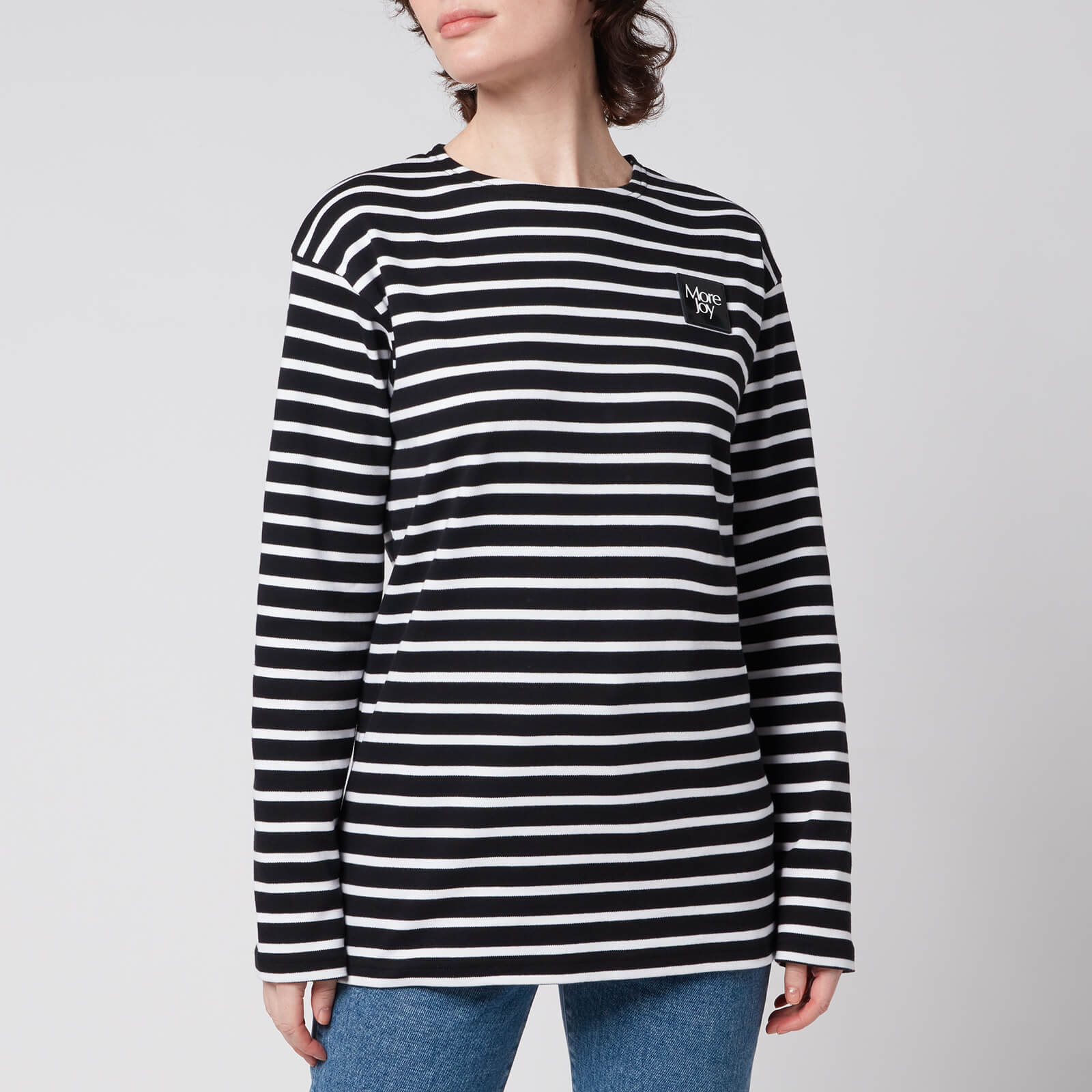 More Joy Women's More Joy Breton Stripe Long Sleeve T-Shirt - Black - XS