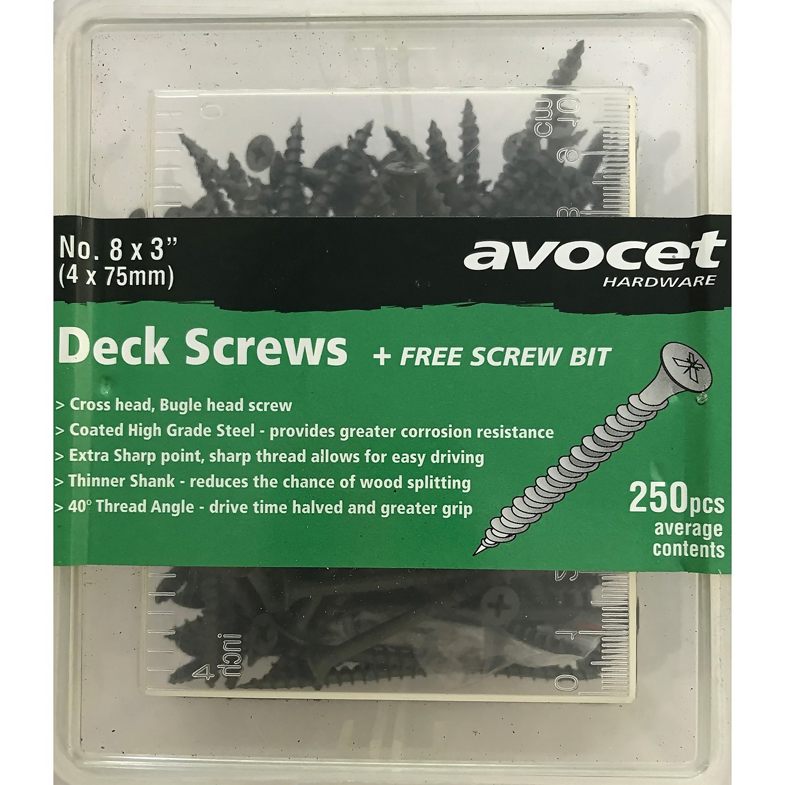 Photo of Decking Screw Kit - 250 Piece X 75mm Decking Screws & Free Drill Bit