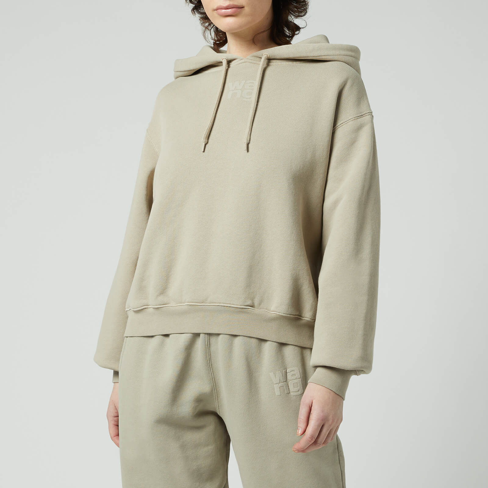 Alexander Wang Women's Structured Terry Hoodie With Puff Paint Logo - Clay - XS