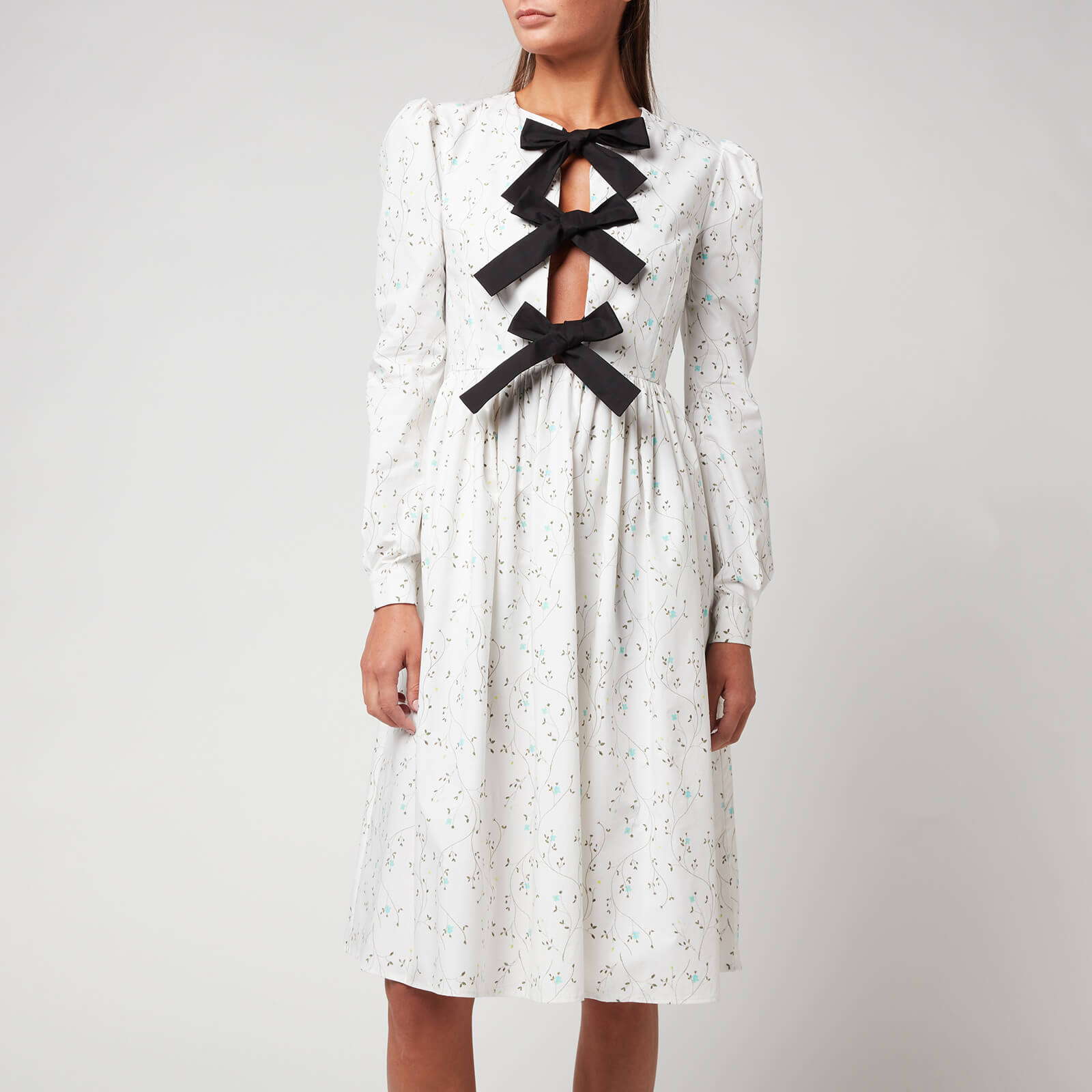 Naya Rea Women's Isabella Dress - Print 2 On White Cotton - UK 6