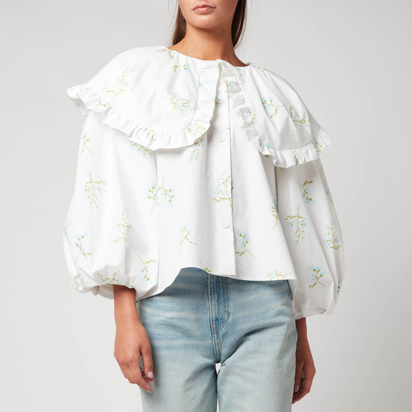 Naya Rea Women's Nelly Top - Print 1 On White Cotton - UK 6