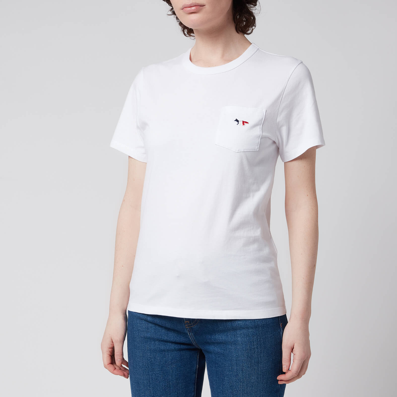 Maison Kitsuné Women's Tricolor Fox Patch Pocket T-Shirt - White - M
