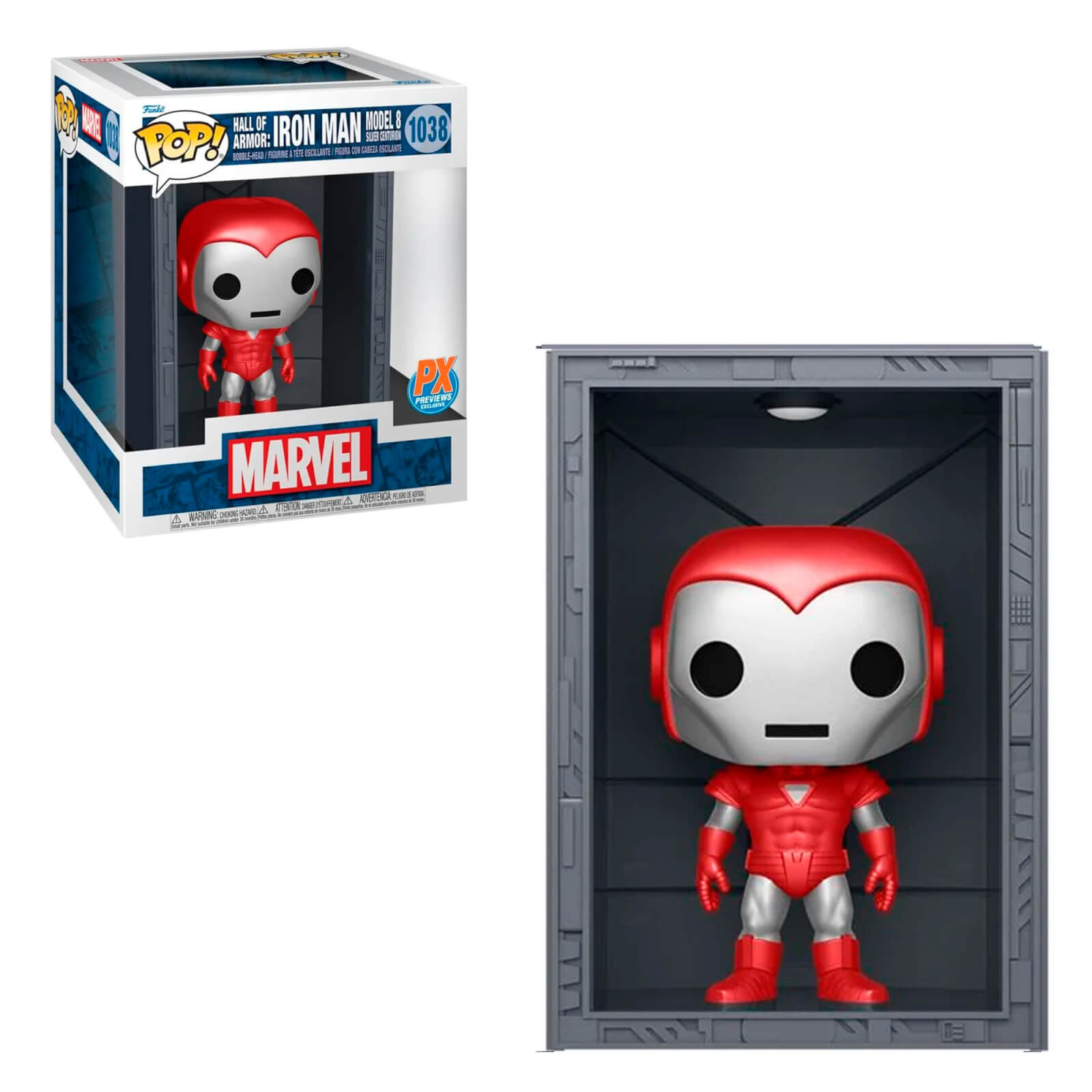 Px Previews Marvel Hall Of Armor Iron Man Hall Of Armor Silver Centurion Armor Funko Pop! Vinyl