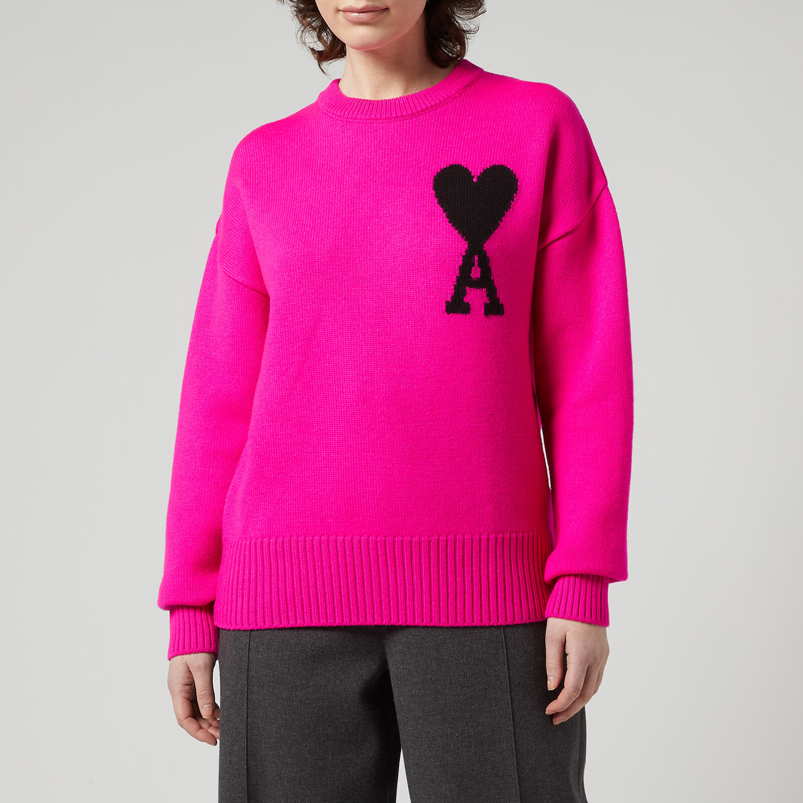 AMI Women's De Coeur Jumper - Fuchsia/Black - S