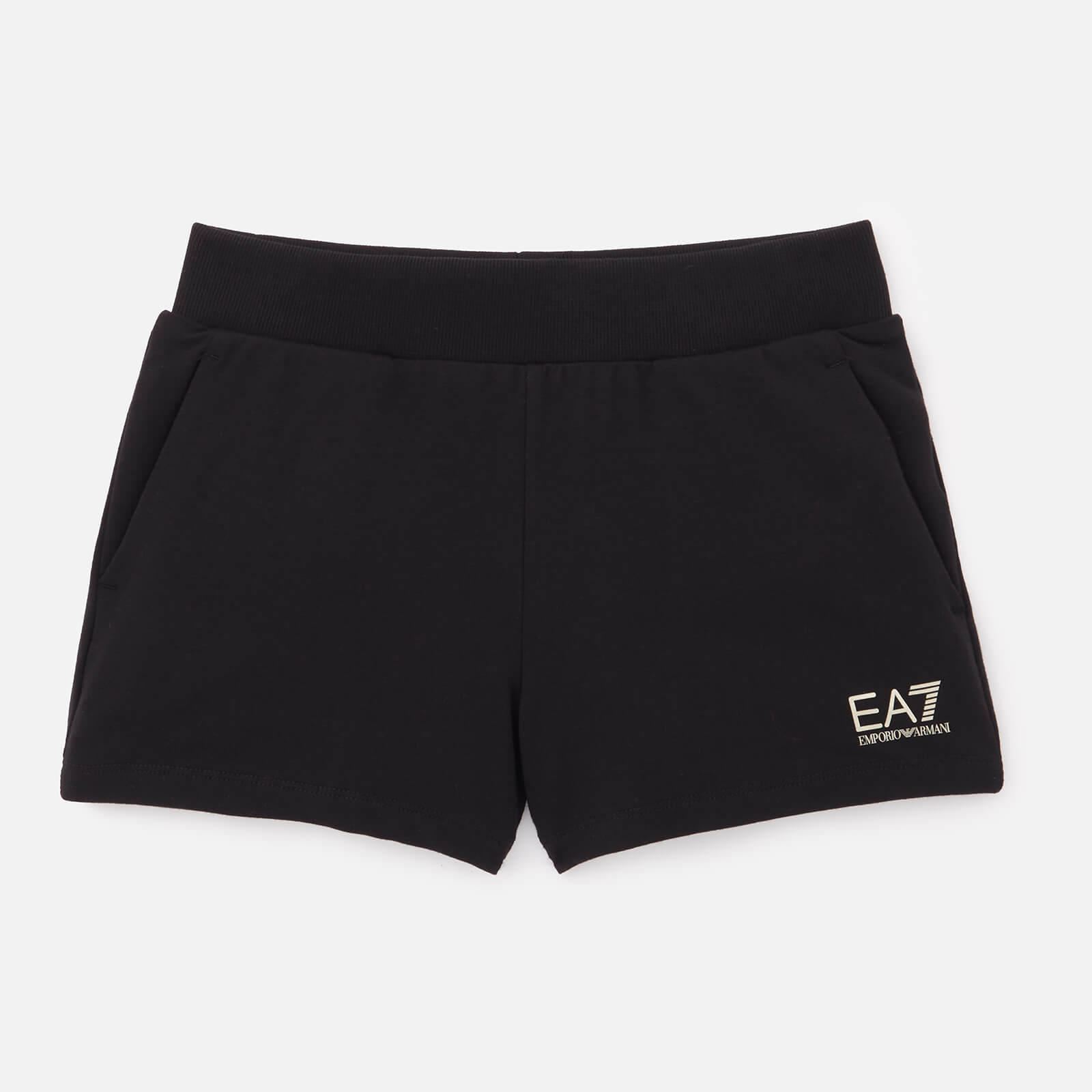 EA7 Girls' Train Shiny Logo Shorts - Black - 4 Years