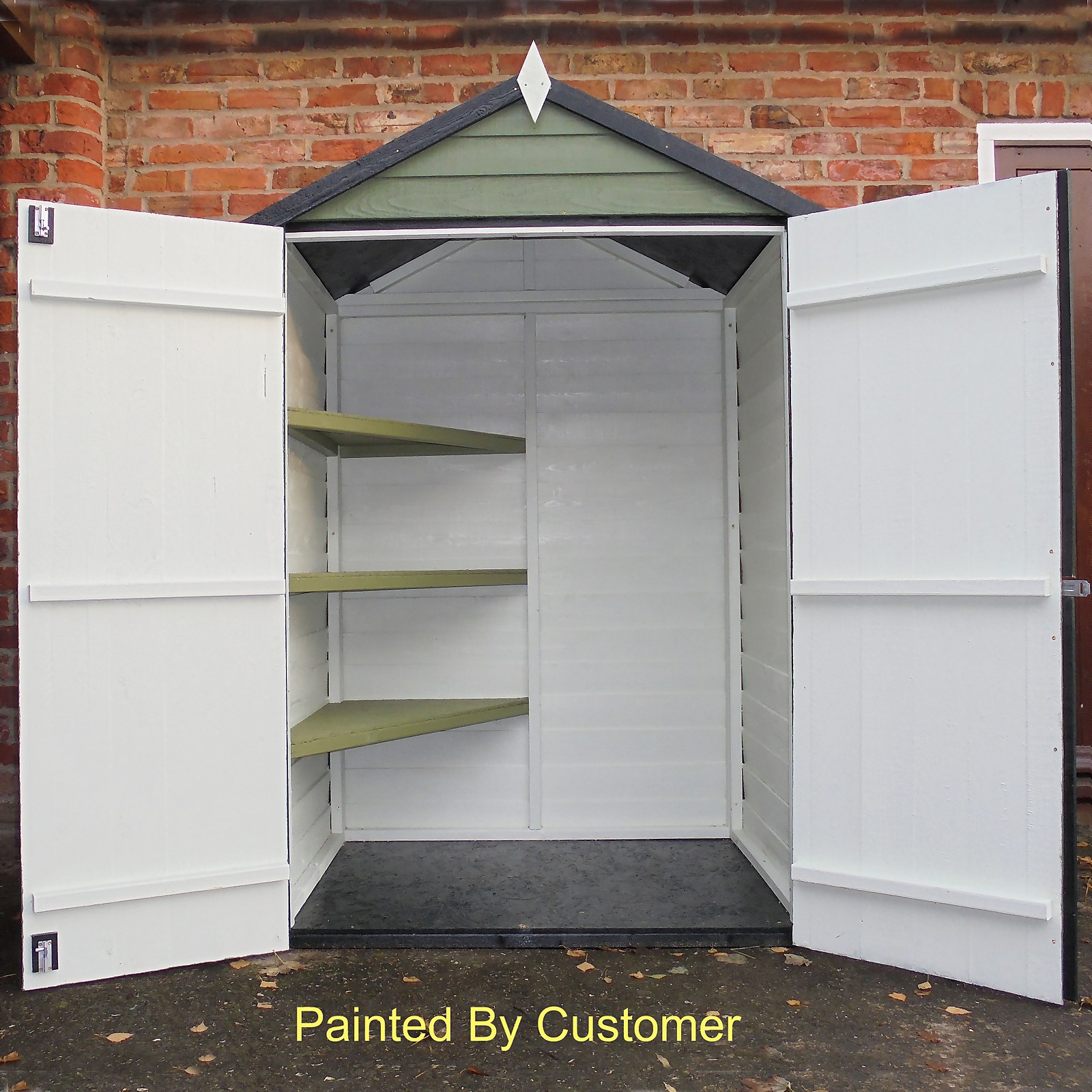 Shire 4x3ft Overlap Double Door Garden Tool Shed With Shelves Sheds & Garden Furniture, Natural