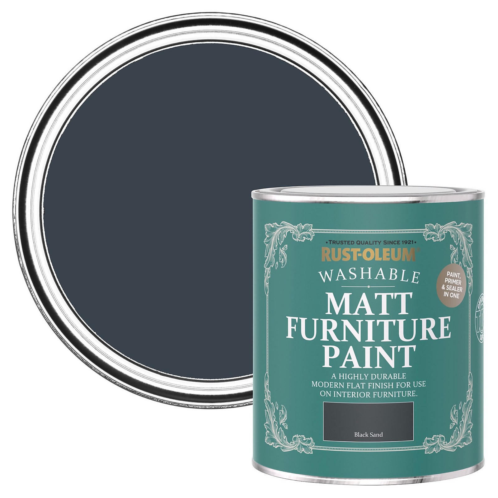 Rust-Oleum Matt Furniture Paint Black Sand - 750ml