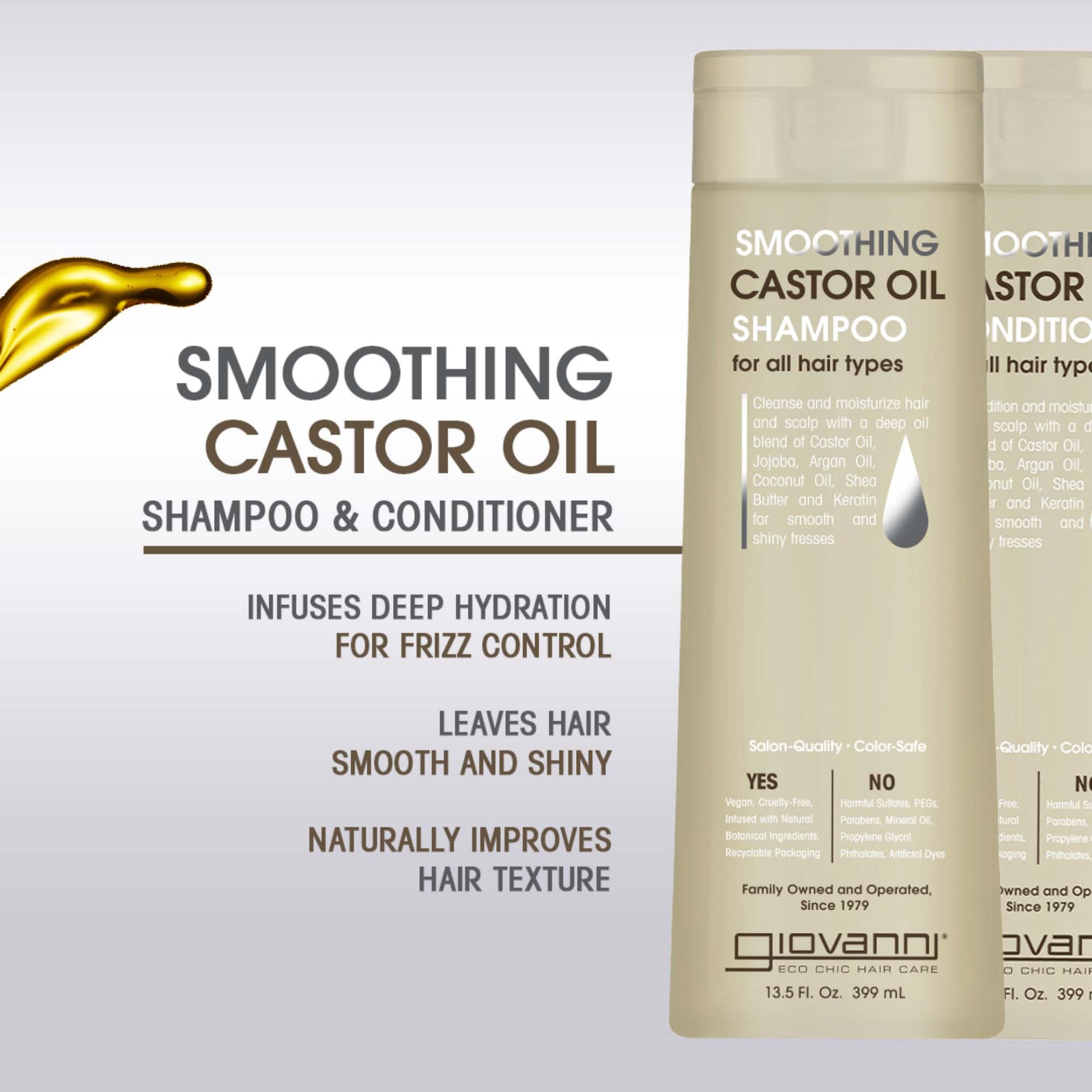 Thumbnail - Giovanni Glättendes Rizinusöl-Shampoo 399 ml
