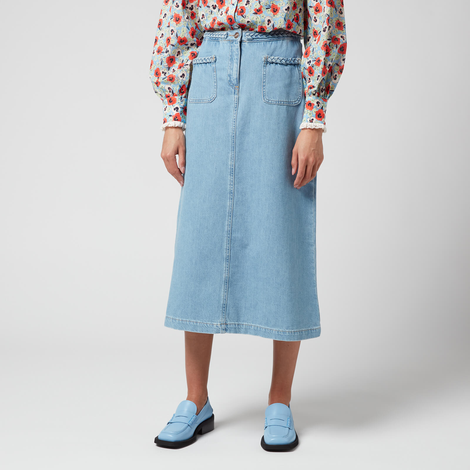 RIXO Women's Maxine Denim Midi Skirt - Denim - XS/UK 8