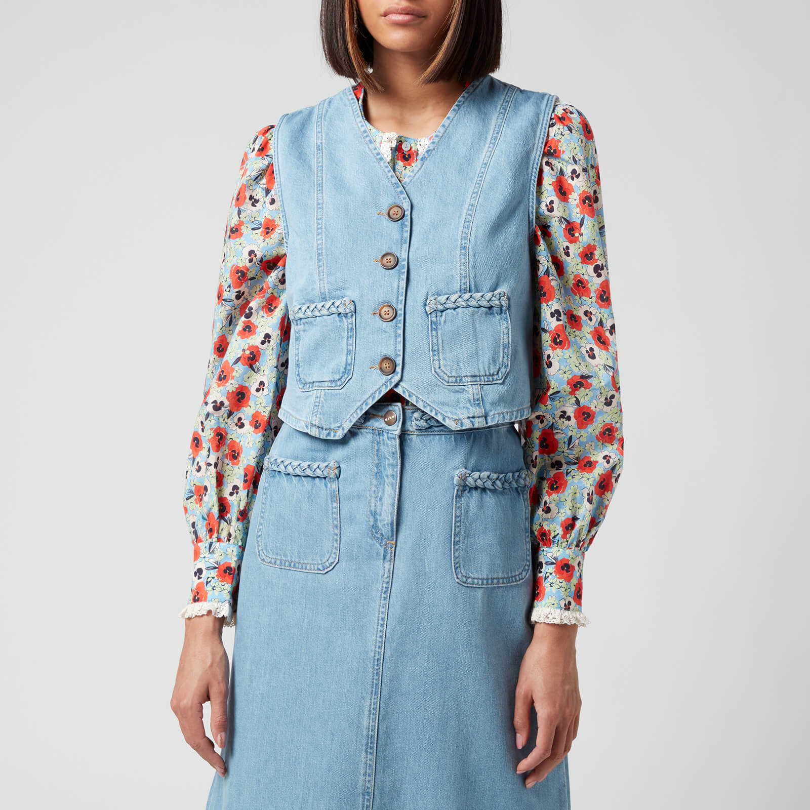 RIXO Women's Agatha Denim Vest - Denim - XXS/UK 6