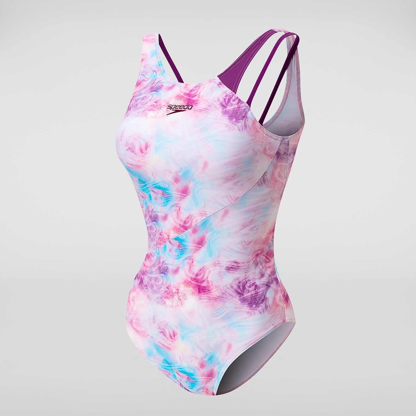 Women's Multistrap Printed Swimsuit Pink/Blue