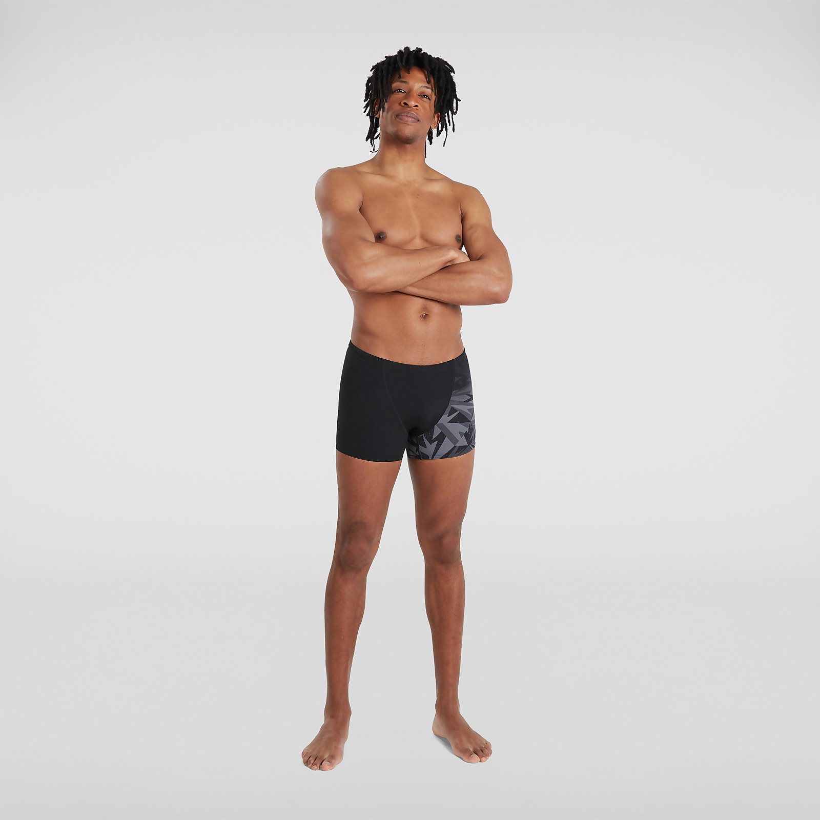 Photos - Swimwear Speedo Men's Allover V-Cut Aquashort Black/Grey 
