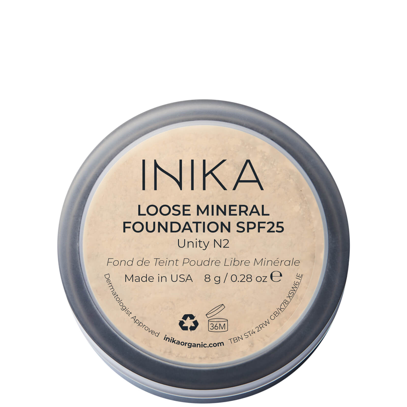INIKA Loose Mineral Foundation SPF25 8g (Various Shades) - Unity