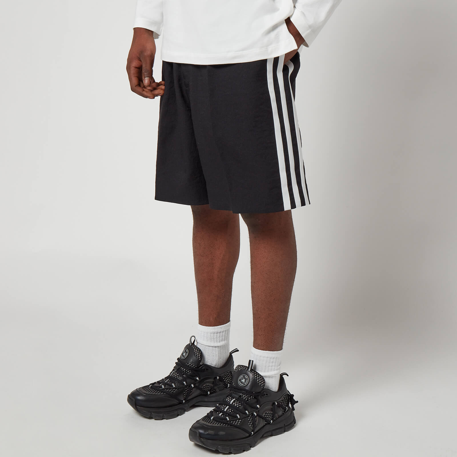 Y-3 Men's Elegant 3-Stripe Shorts - Black - S
