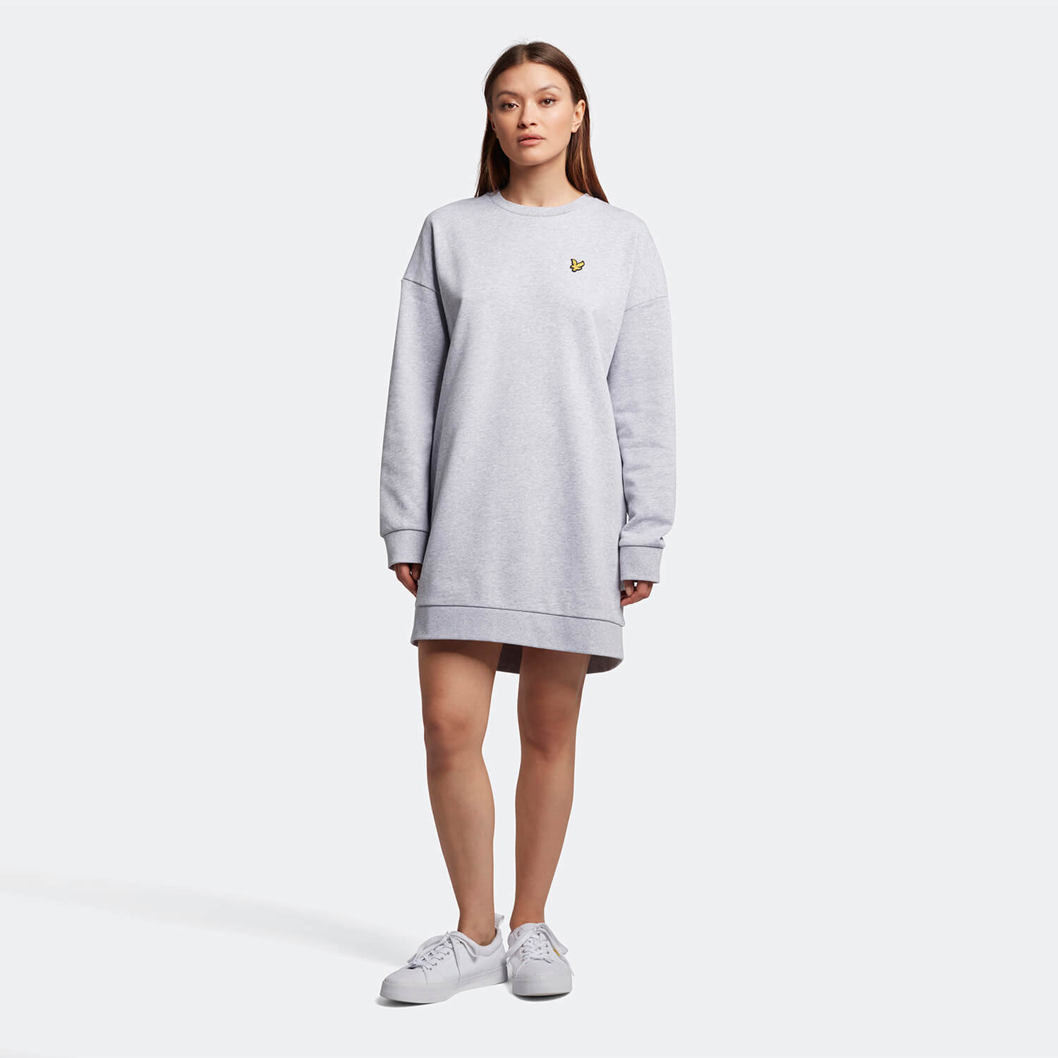 

Women's Sweatshirt Dress - Light Grey Marl - 6