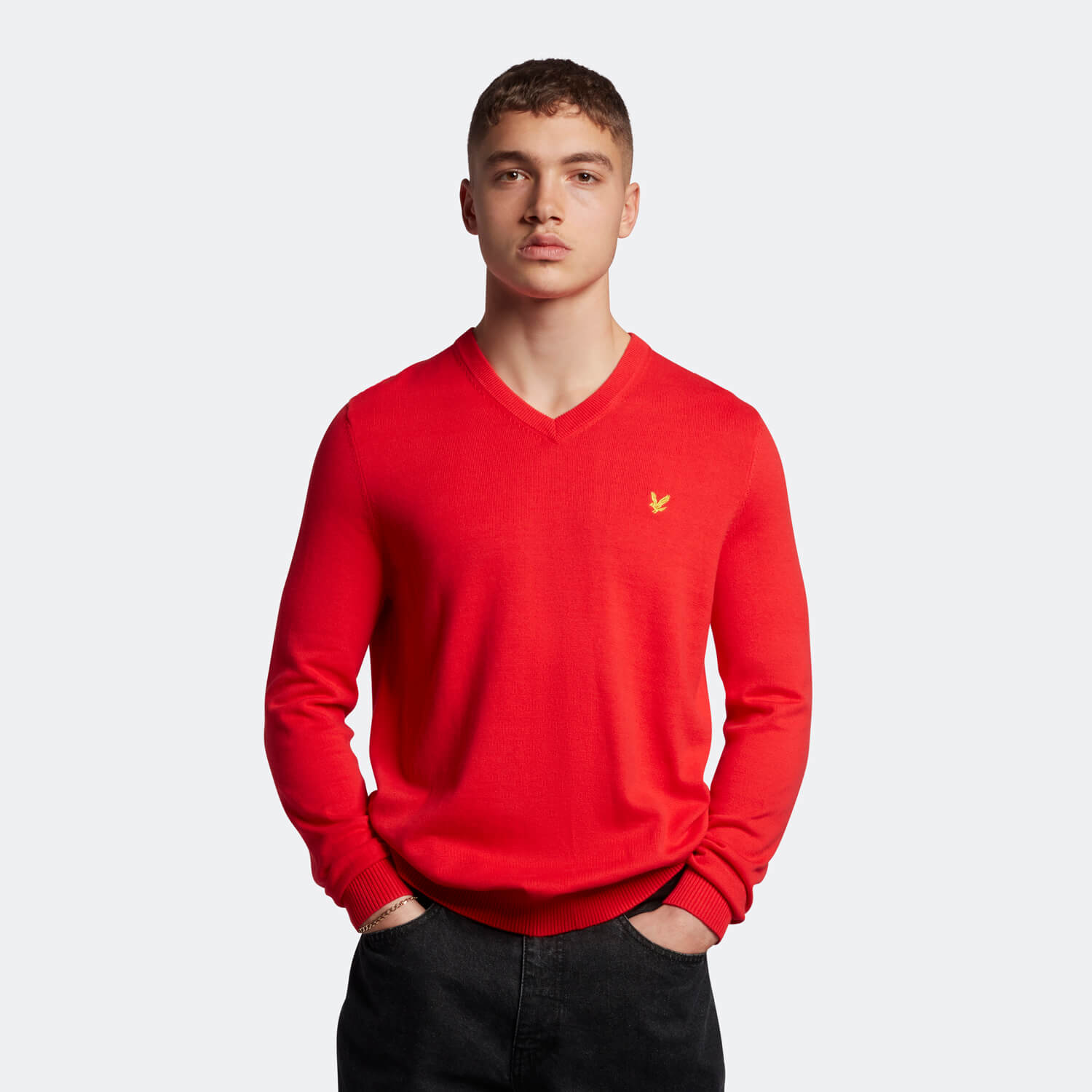 

Men's Archive Plain V Neck Jumper - Fire Red - M