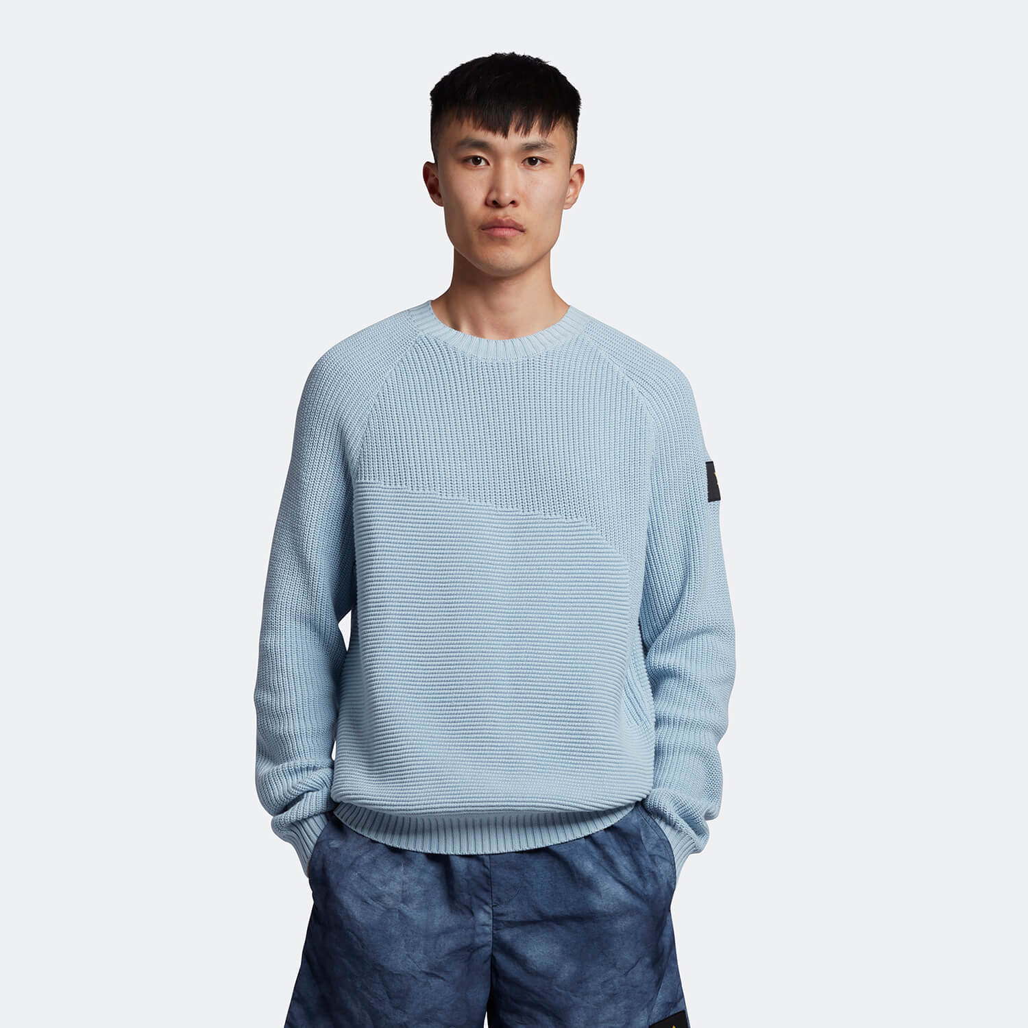 

Men's Casuals Mixed Rib Jumper - Opal Blue - XL