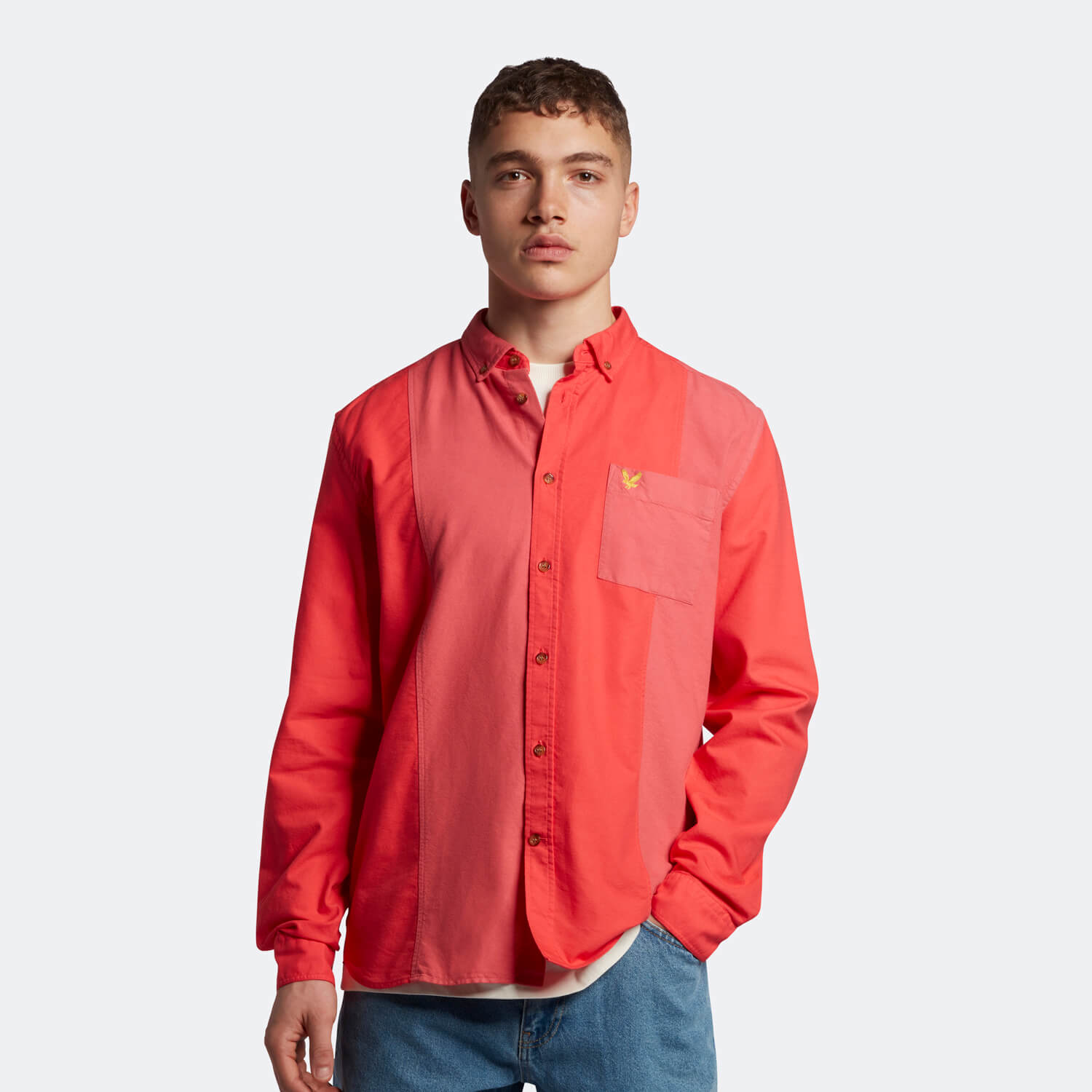 

Men's Archive Overdyed Panelled Oxford Shirt - Fire Red - S