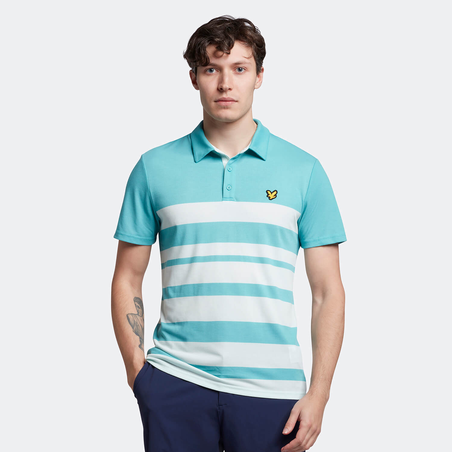 Men's Lightweight Wide Stripe Polo - Retro Blue - XL