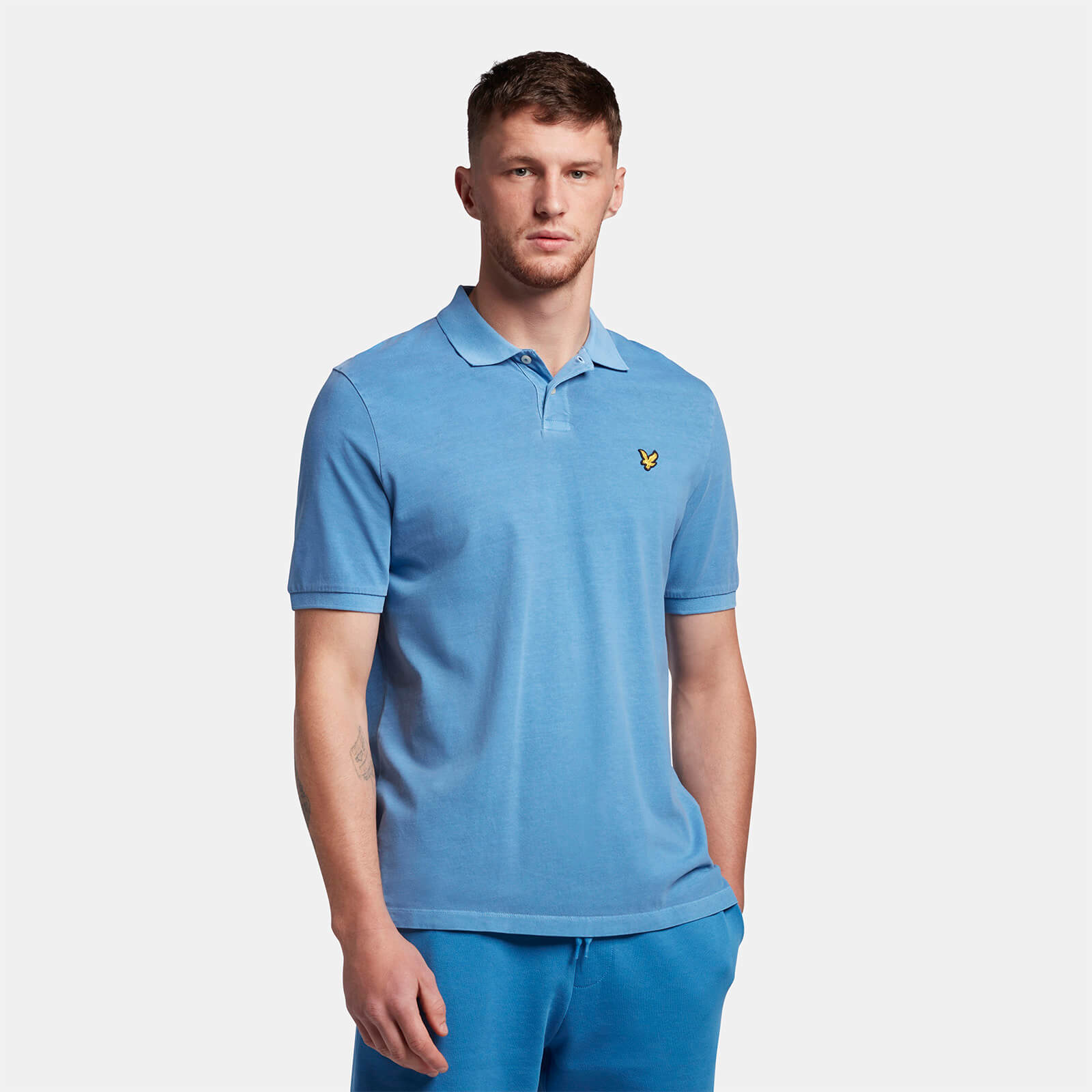 Men's Washed Polo Shirt - Spring Blue - XXL