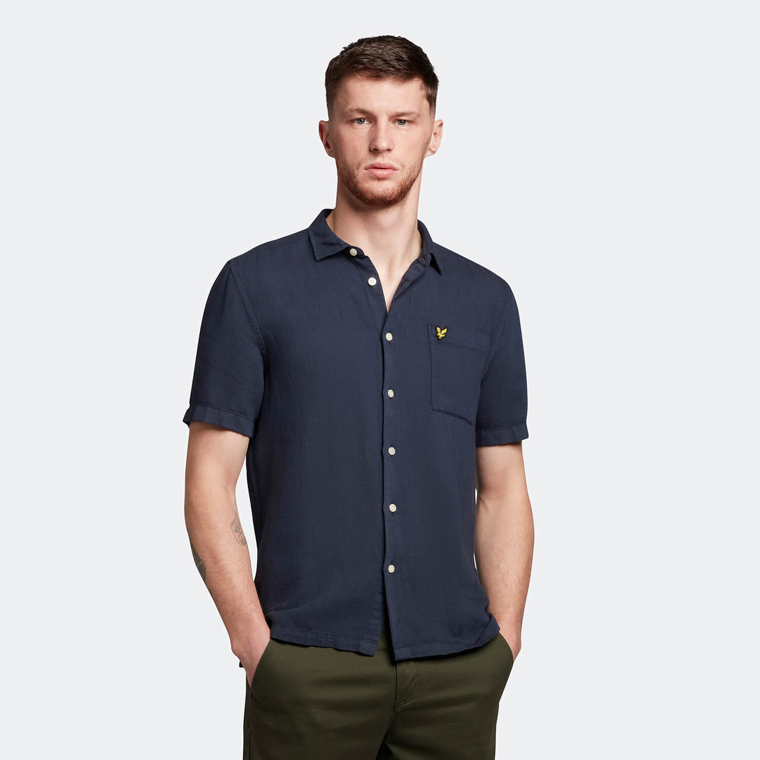 

Men's SS Washed Oxford Linen Shirt - Dark Navy - XL