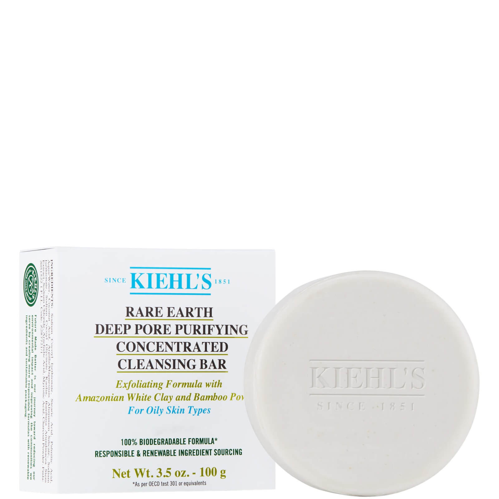 Photos - Facial / Body Cleansing Product Kiehl's Rare Earth Deep Pore Detoxifying Concentrated Cleansing Bar 100g