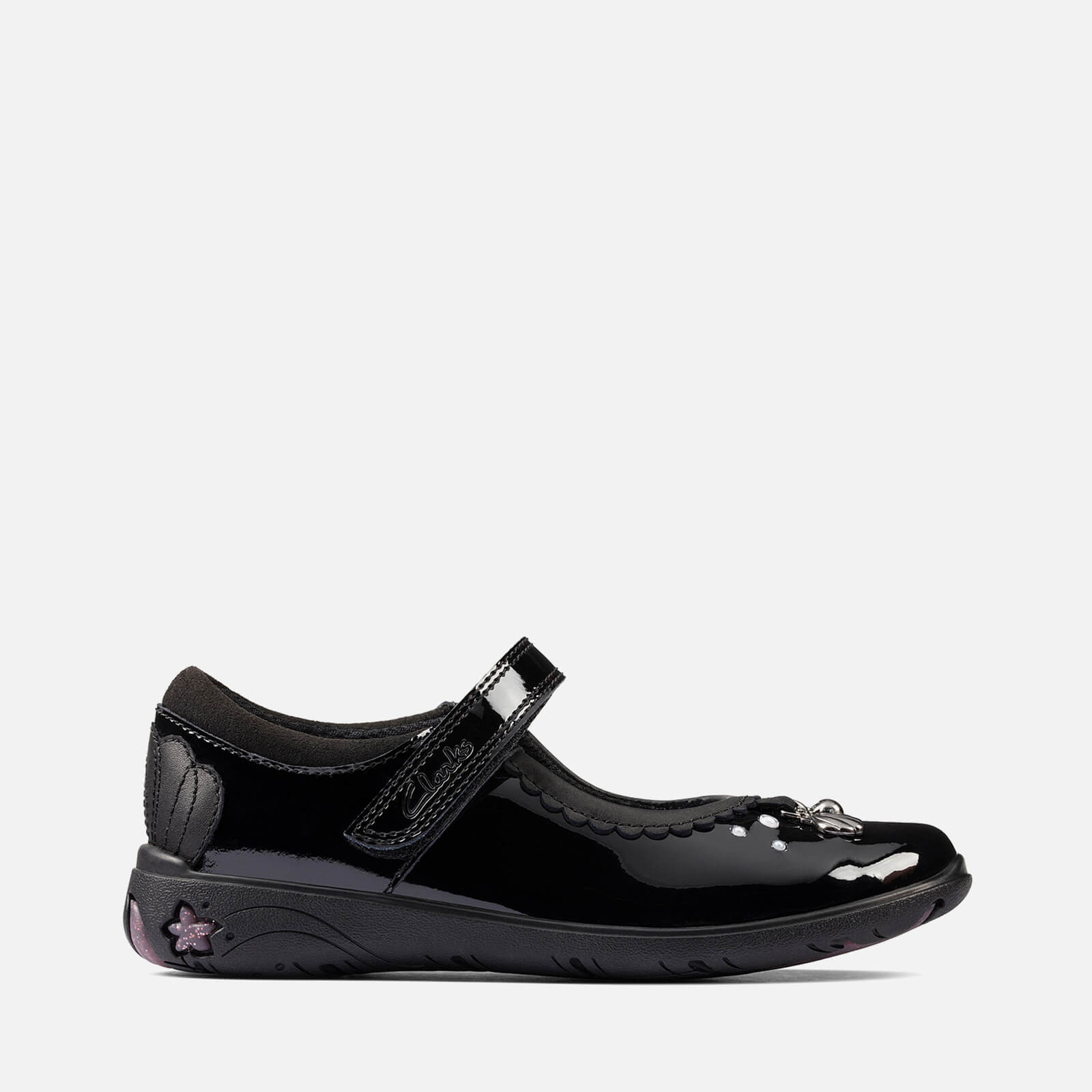 clarks kids' sea shimmer school shoes - black patent - uk 12 kids