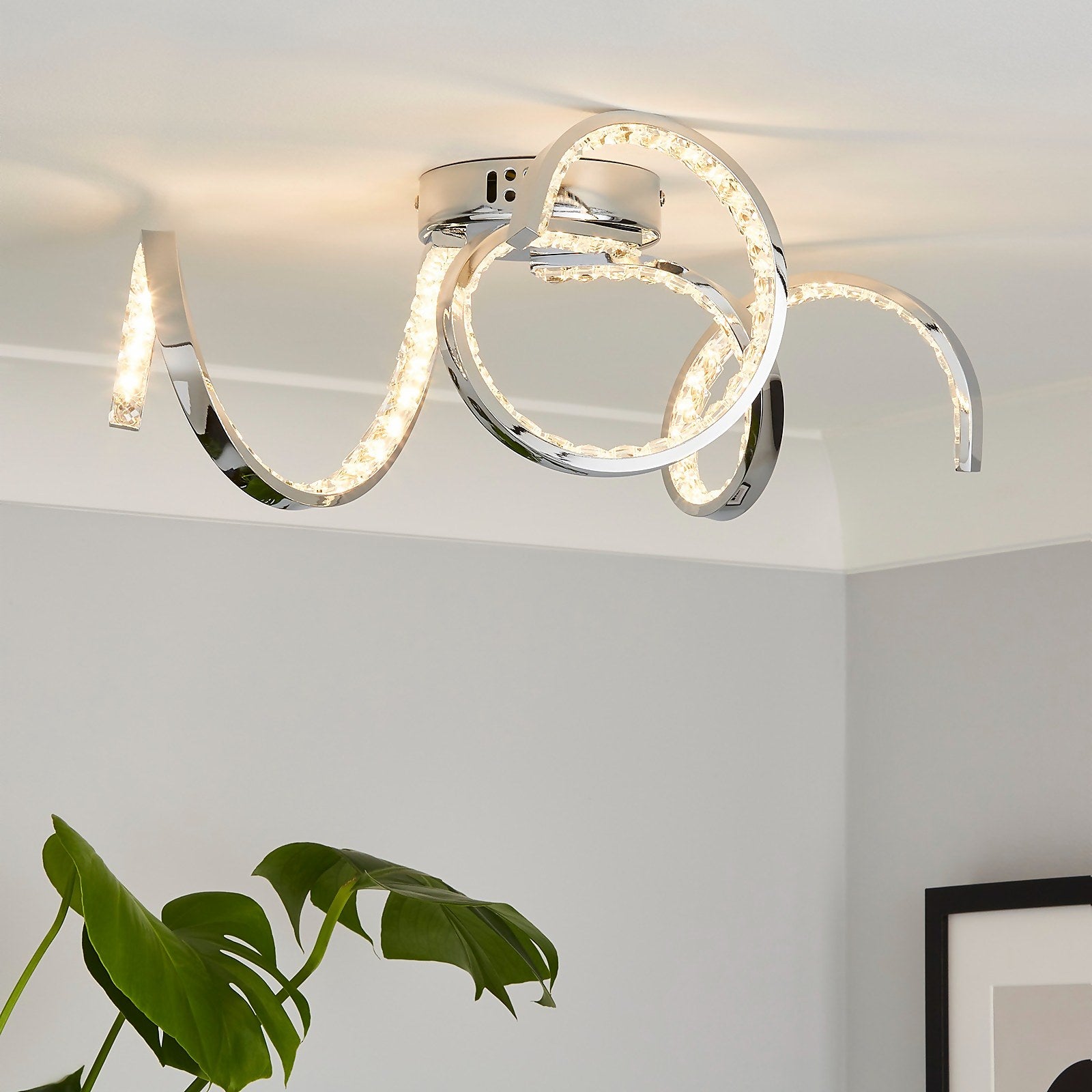 Homebase Edit - Napier LED 3 Arm Flush Ceiling Light - Chrome thumbnail