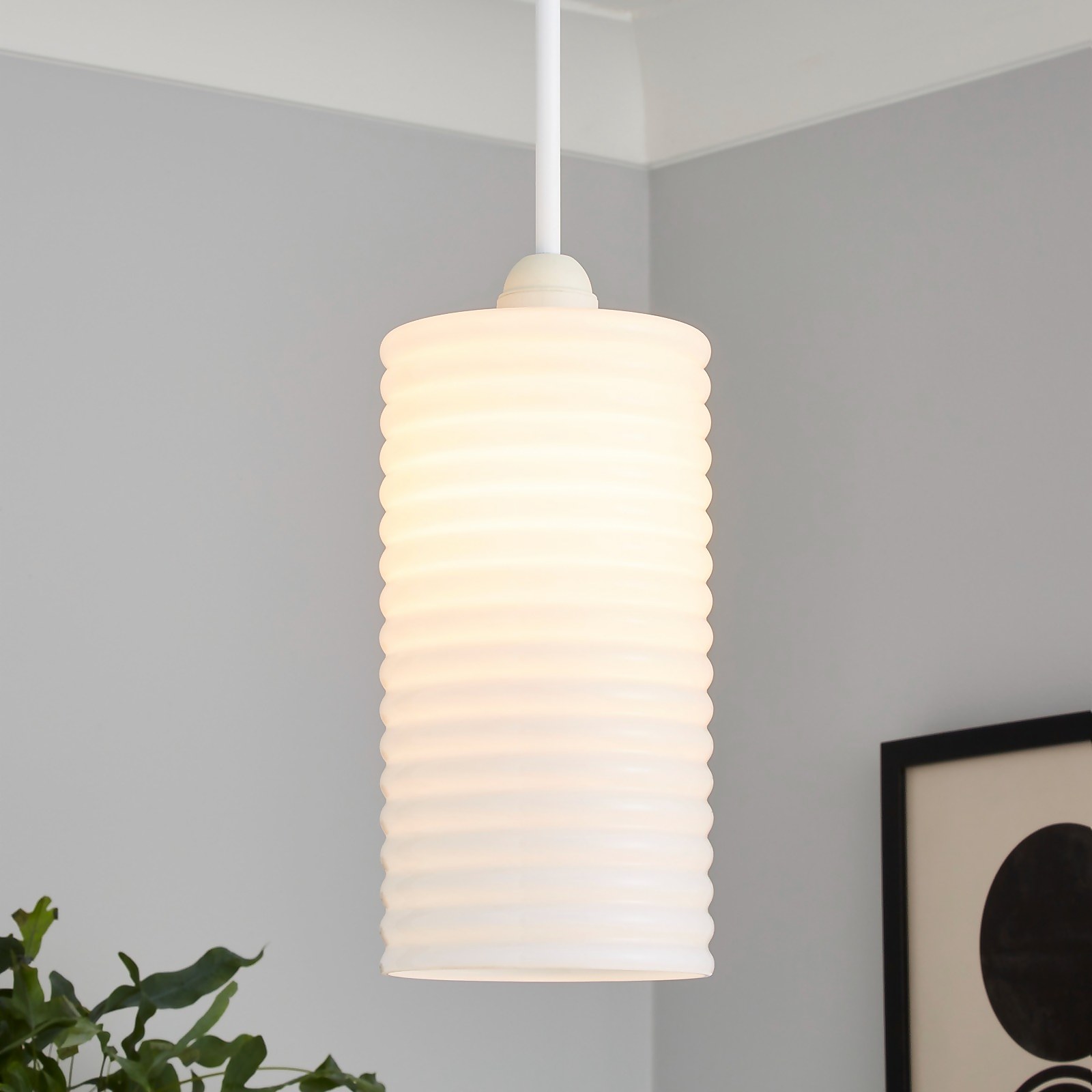 Photo of Katya Ribbed Glass Easy Fit Shade - White