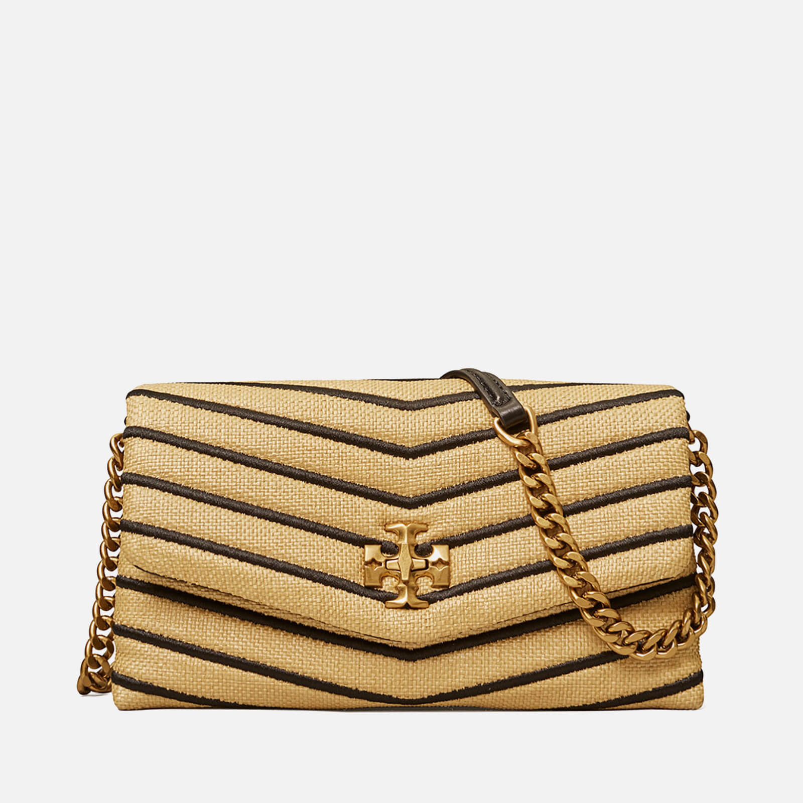 Tory Burch Women's Kira Soft Straw Chain Wallet - Natural/Black