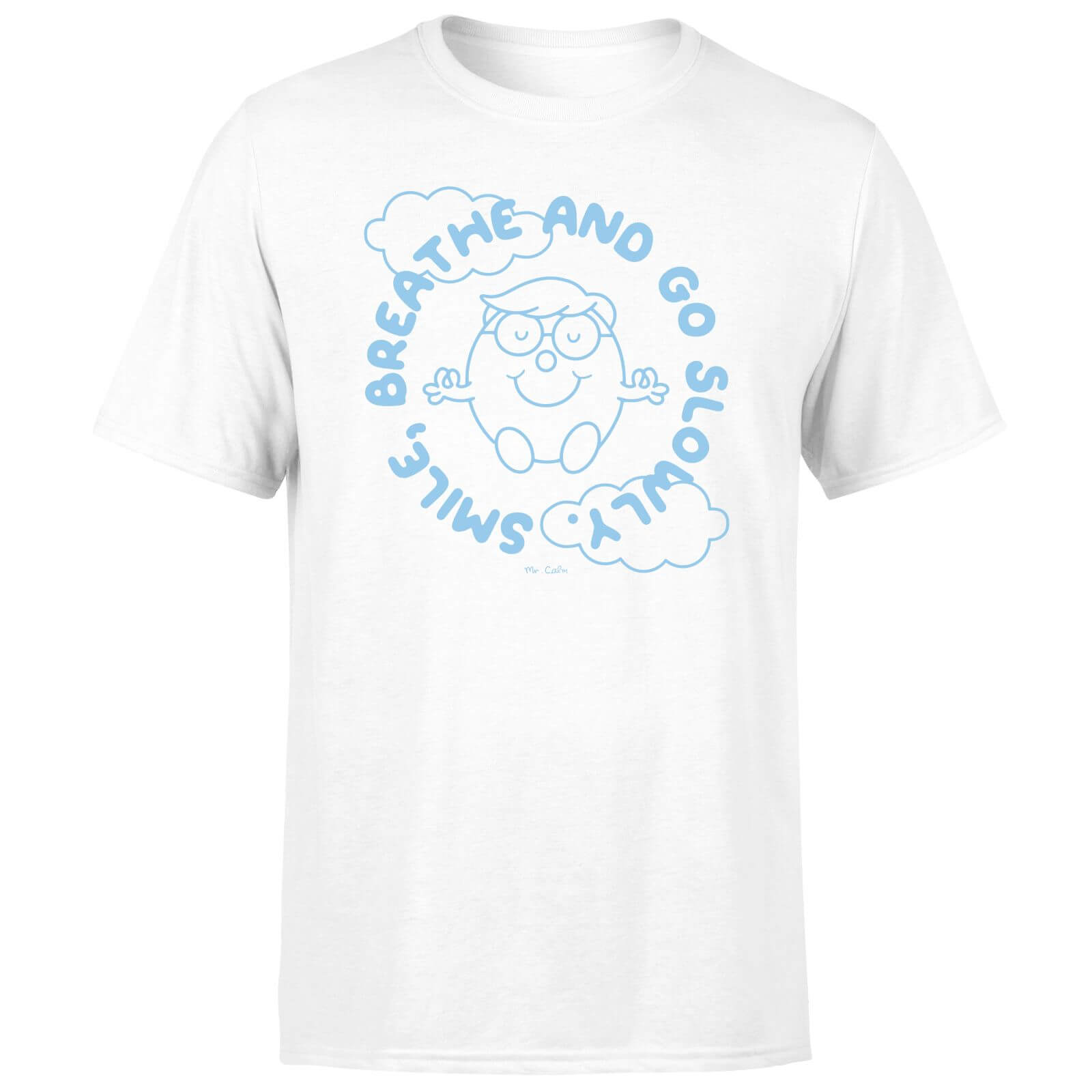 Mr Men & Little Miss Smile, Breathe And Go Slowly Unisex T-shirt - White - XS - White