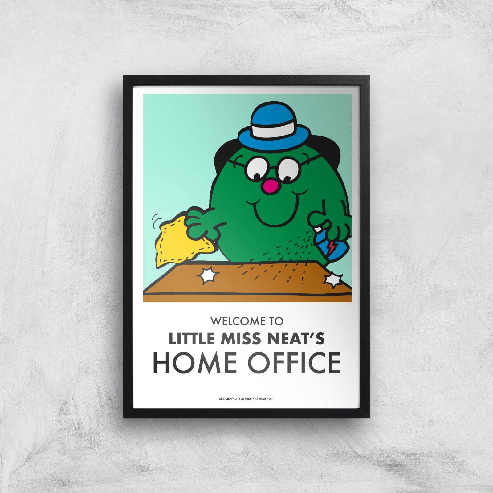 Mr Men & Little Miss Little Miss Neat's Home Office Giclee Art Print - A4 - Black Frame