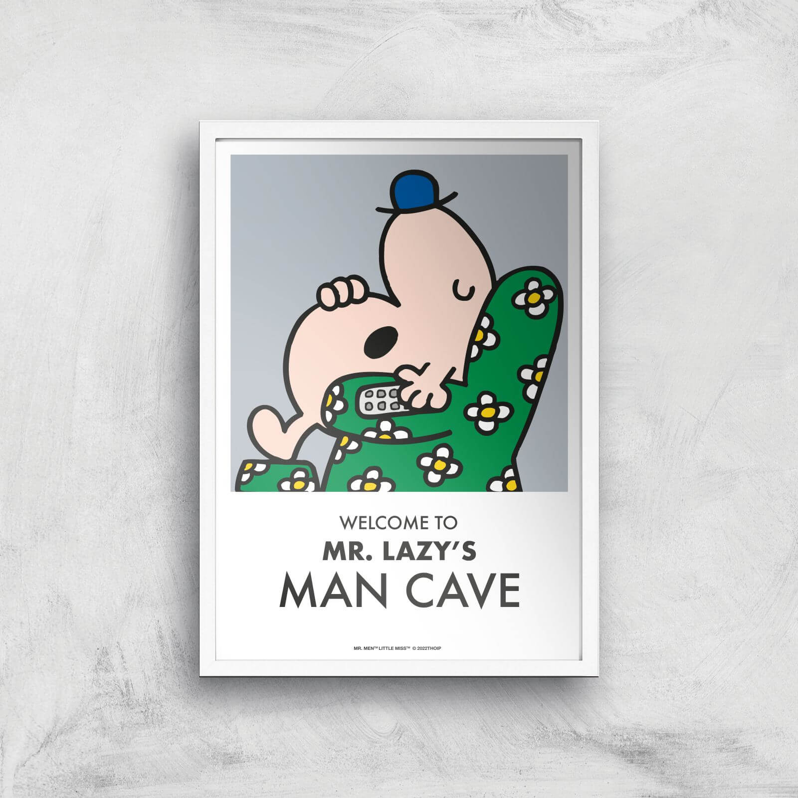 Mr Men & Little Miss Mr. Lazy's Man Cave Giclee Art Print - A4 - White Frame