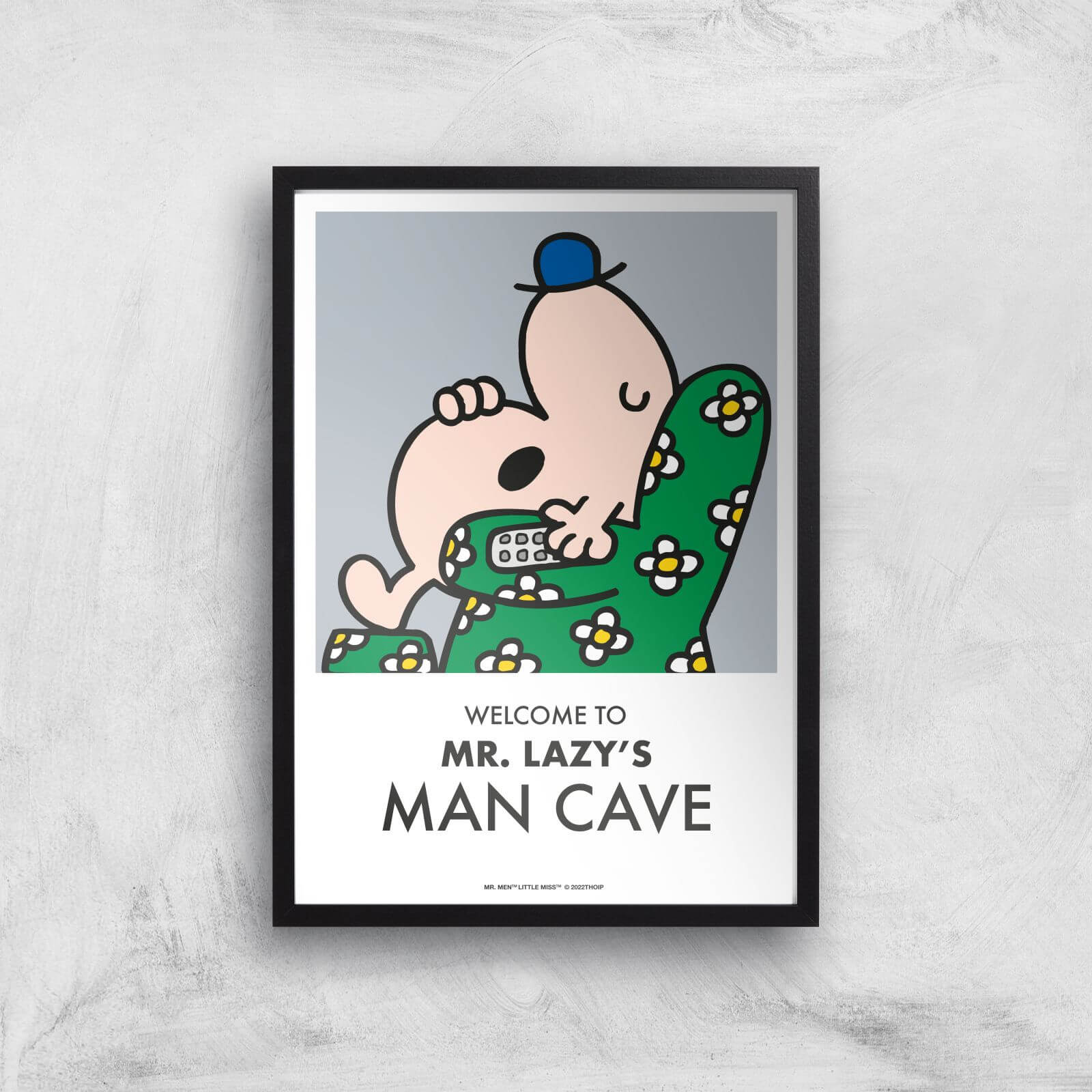 Mr Men & Little Miss Mr. Lazy's Man Cave Giclee Art Print - A4 - Black Frame
