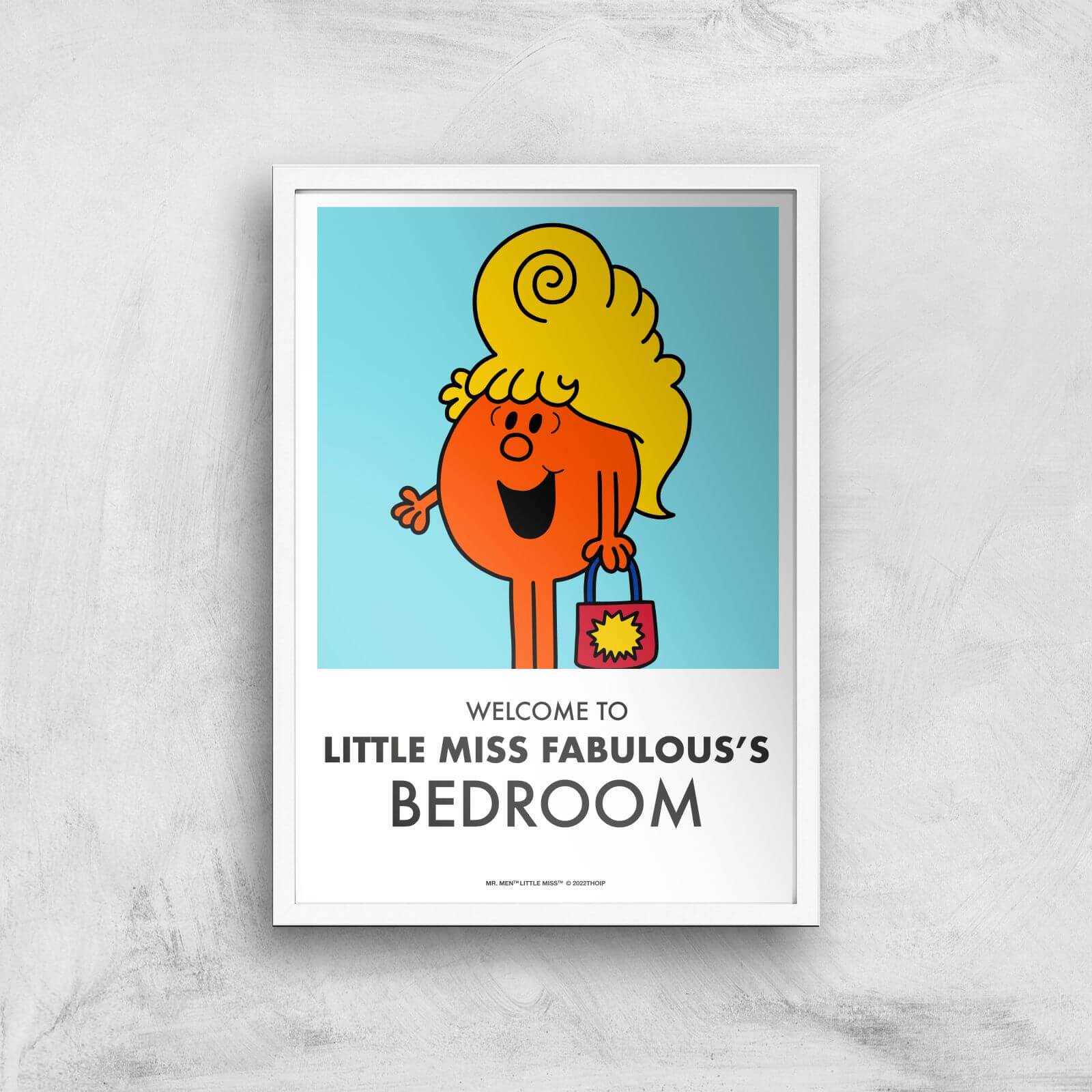 Mr Men & Little Miss Little Miss Fabulous's Bedroom Giclee Art Print - A4 - White Frame