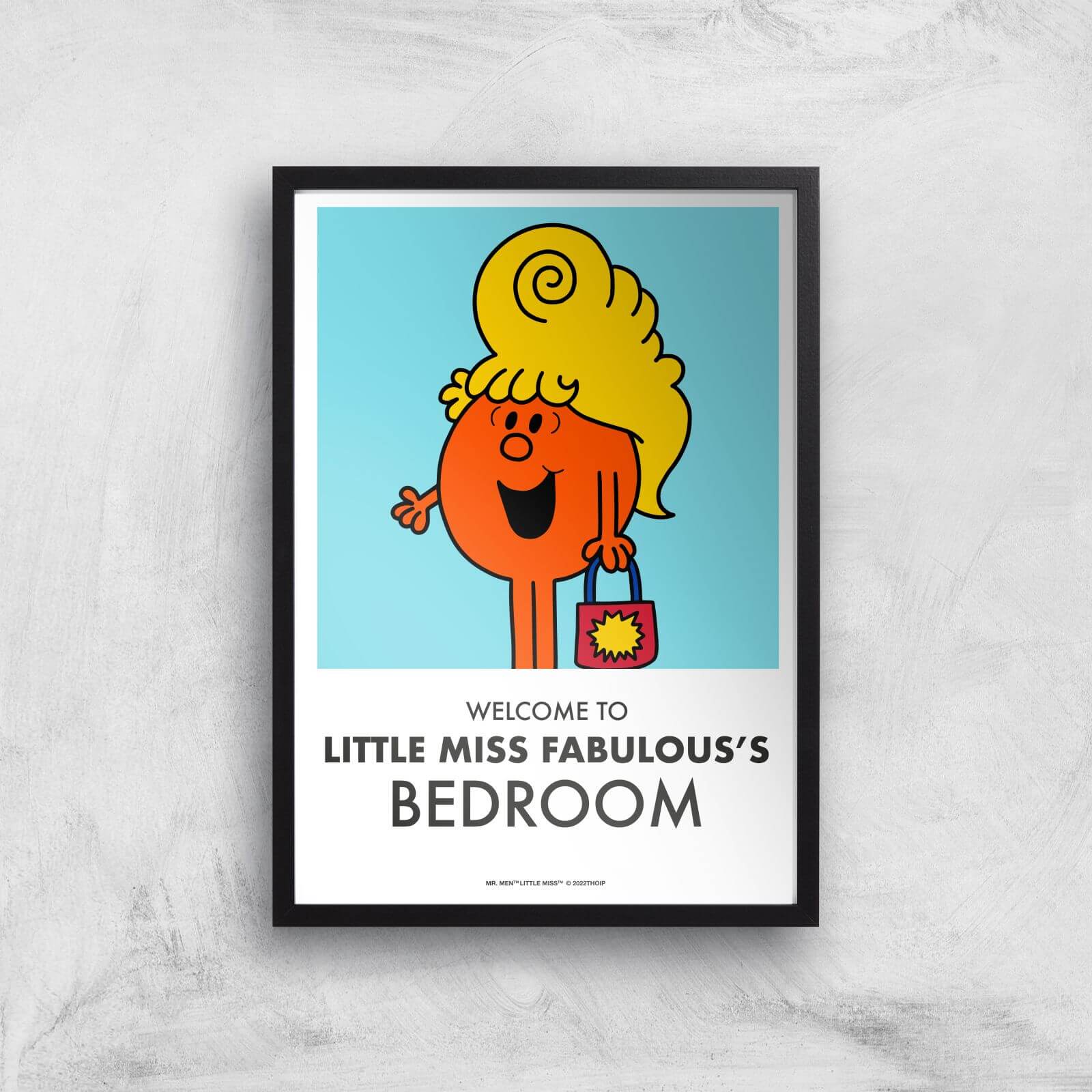 Mr Men & Little Miss Little Miss Fabulous's Bedroom Giclee Art Print - A4 - Black Frame
