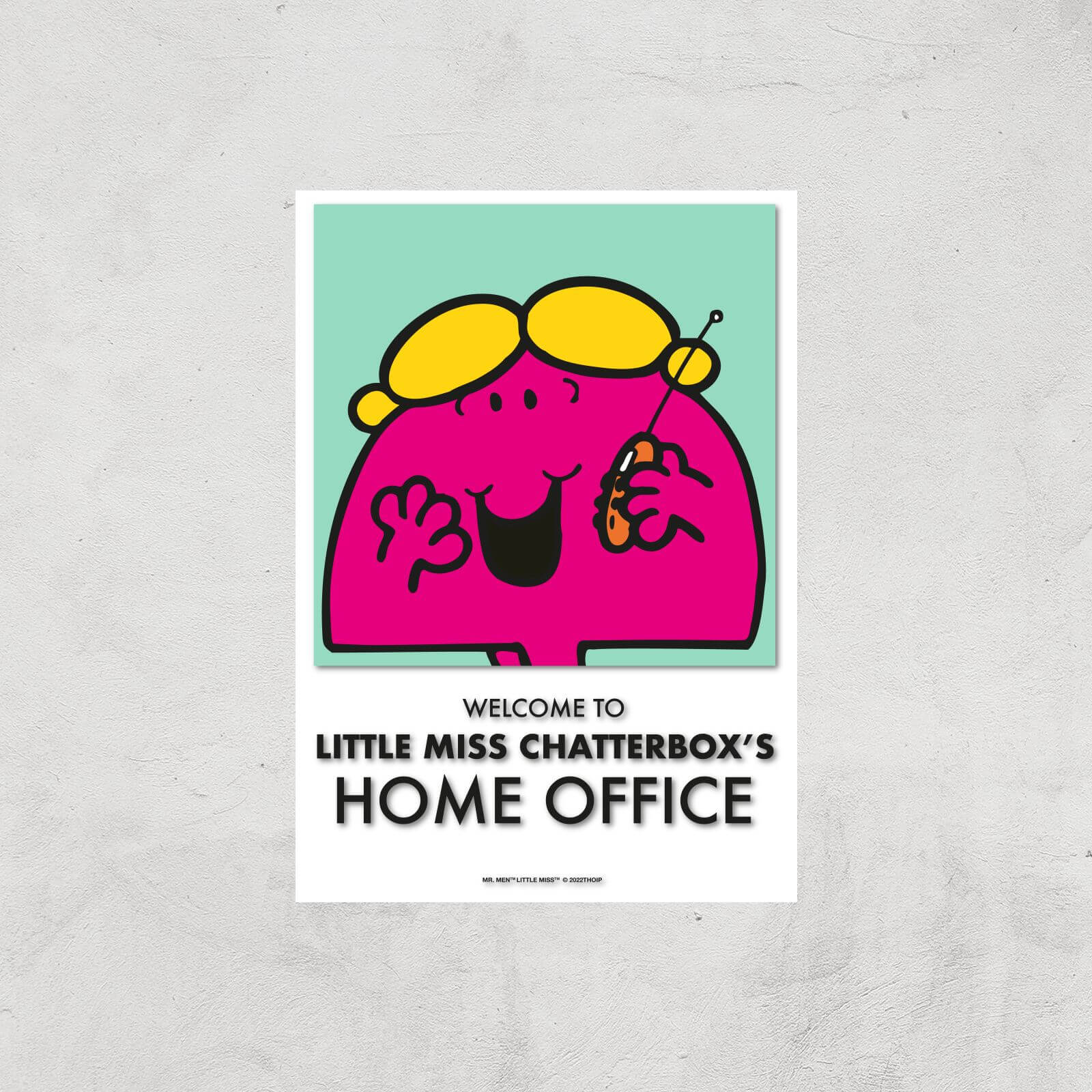 Mr Men & Little Miss Little Miss Chatterbox's Home Office Giclee Art Print - A4 - Print Only
