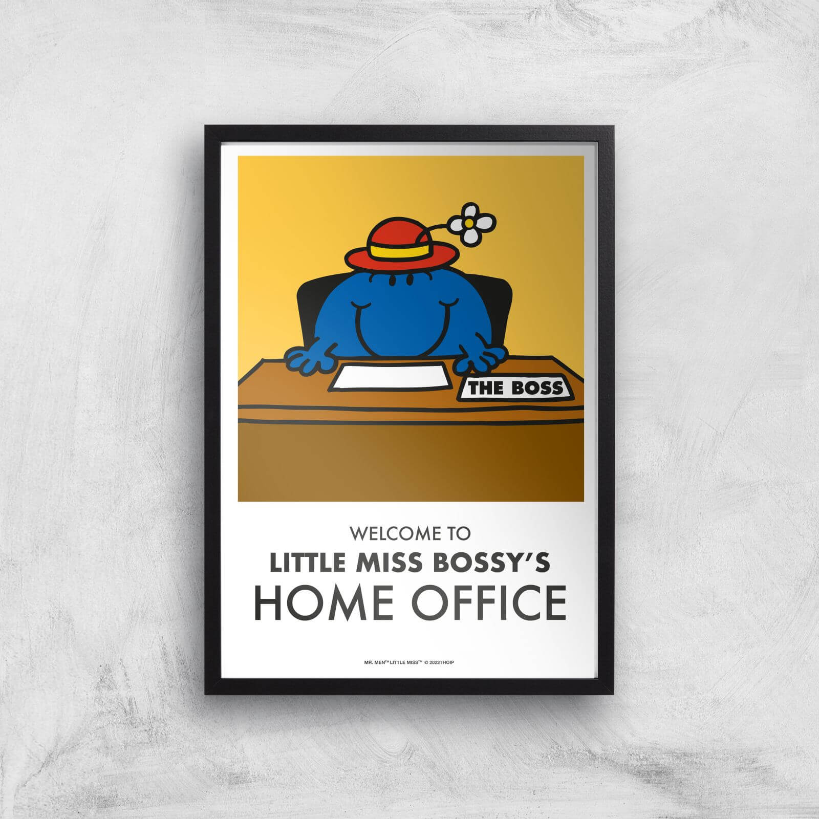 Mr Men & Little Miss Little Miss Bossy's Home Office Giclee Art Print - A4 - Black Frame