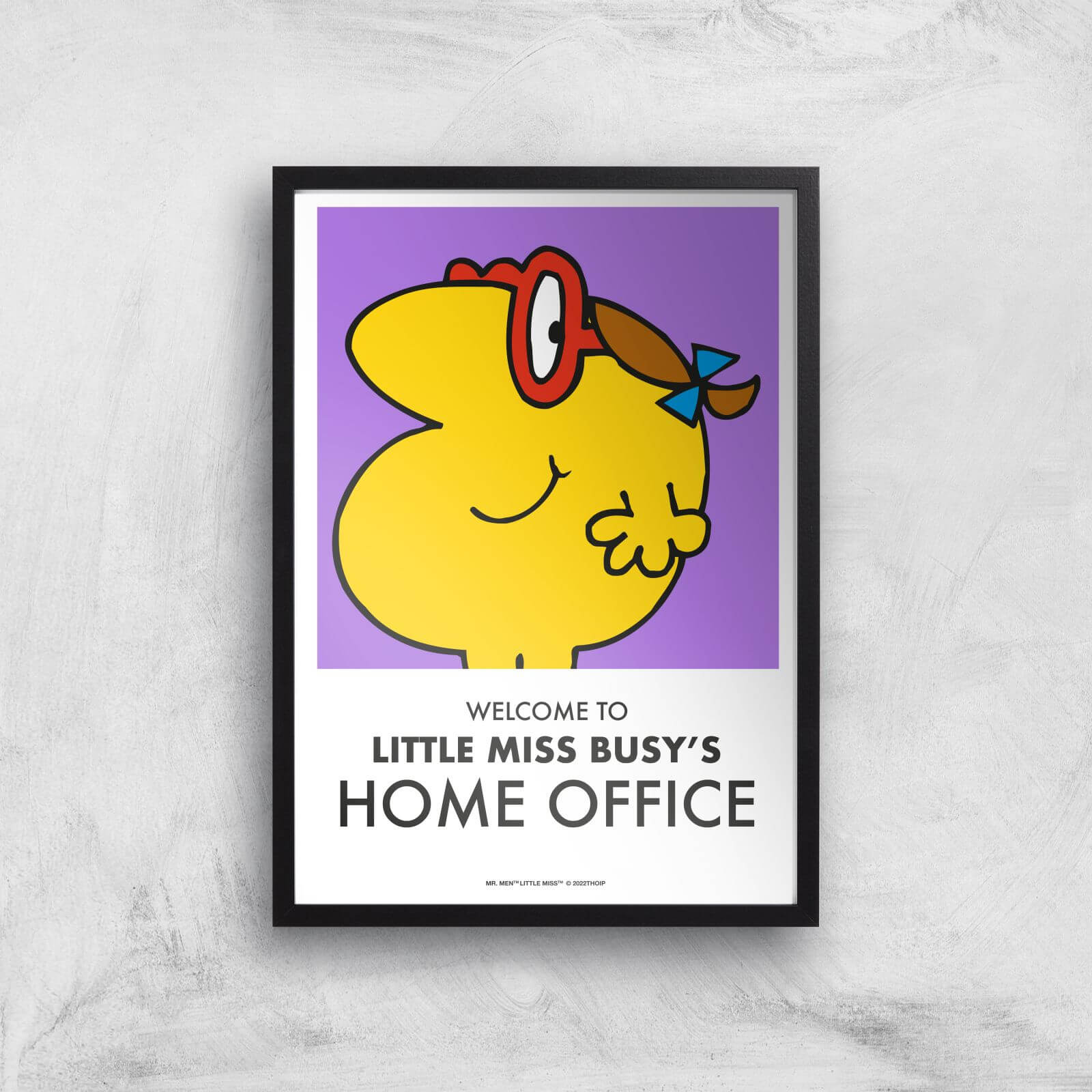Mr Men & Little Miss Little Miss Busy's Home Office Giclee Art Print - A2 - Black Frame