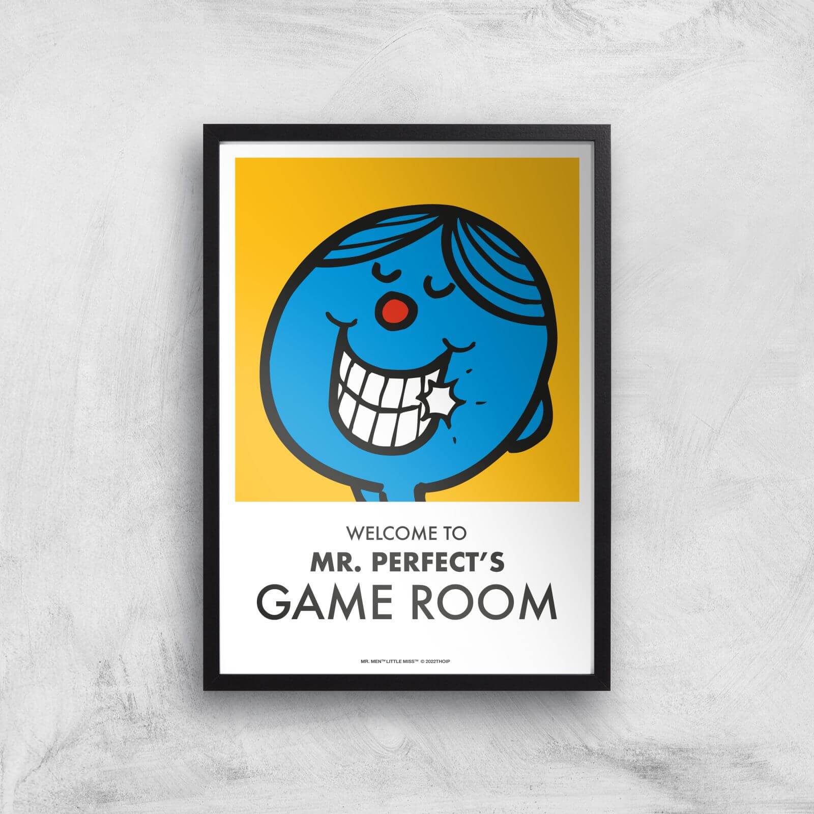 Mr Men & Little Miss Mr. Perfect's Game Room Giclee Art Print - A4 - Black Frame