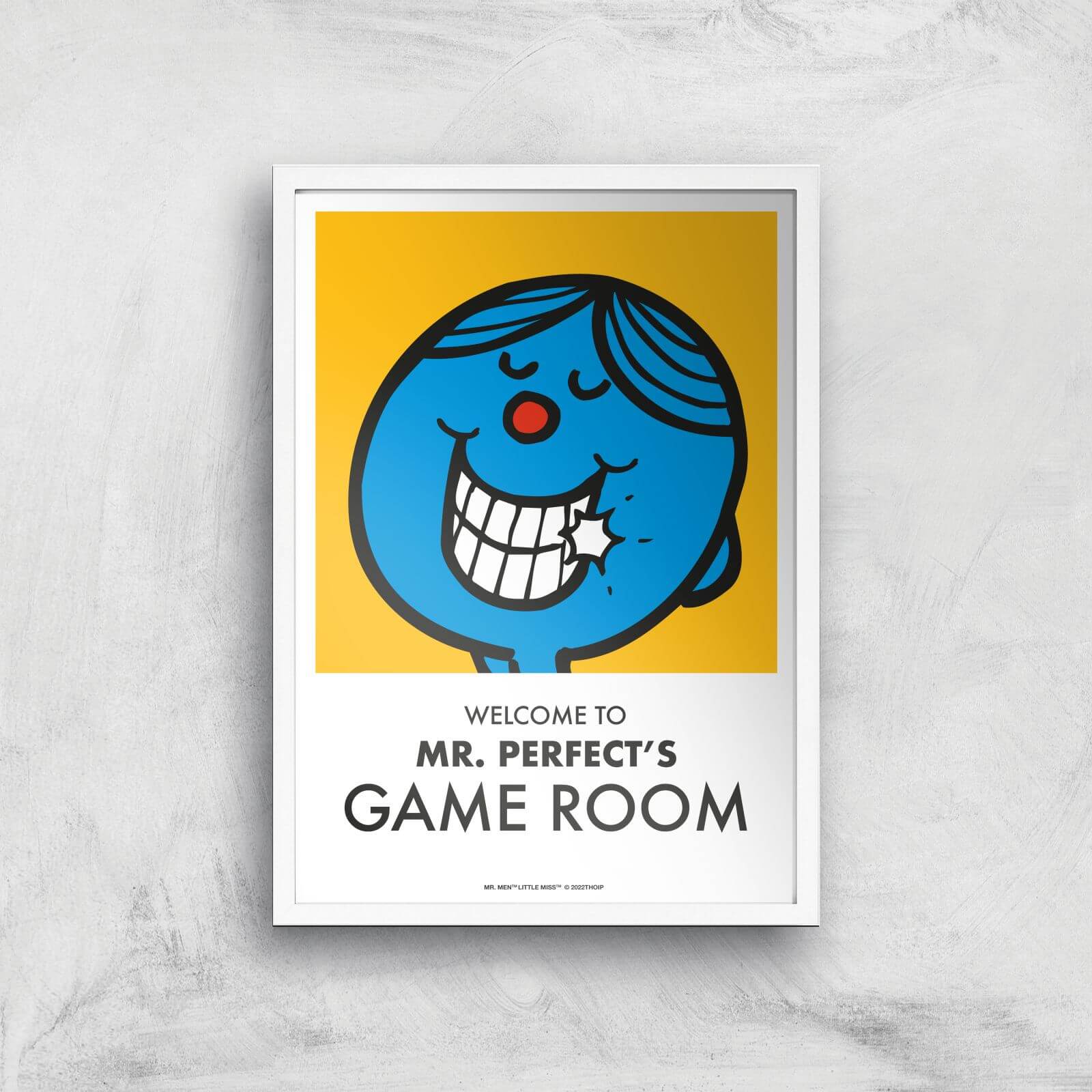 Mr Men & Little Miss Mr. Perfect's Game Room Giclee Art Print - A2 - White Frame