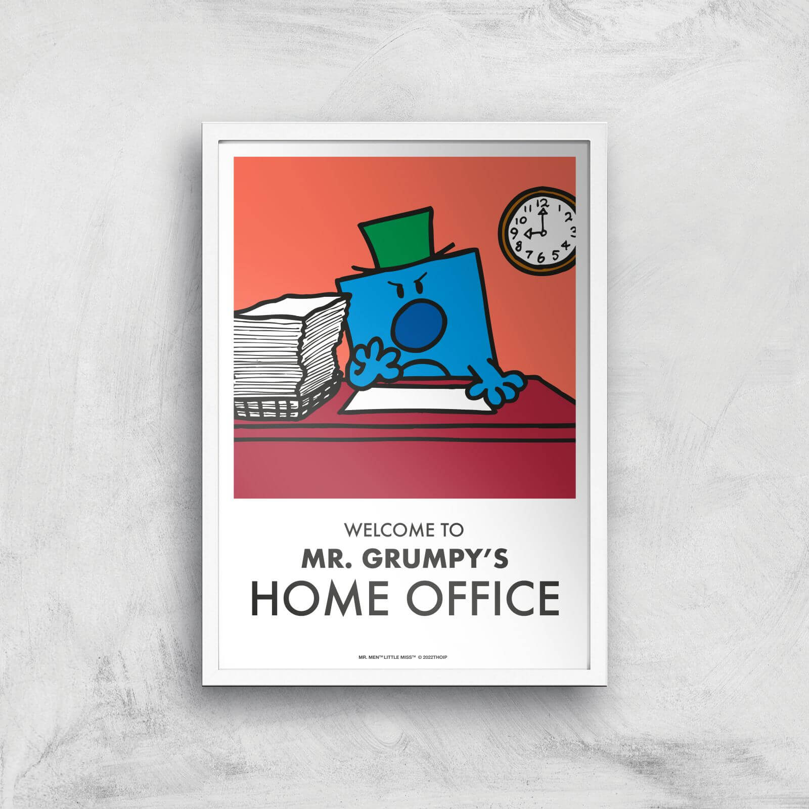 Mr Men & Little Miss Mr. Grumpy's Home Office Giclee Art Print - A4 - White Frame