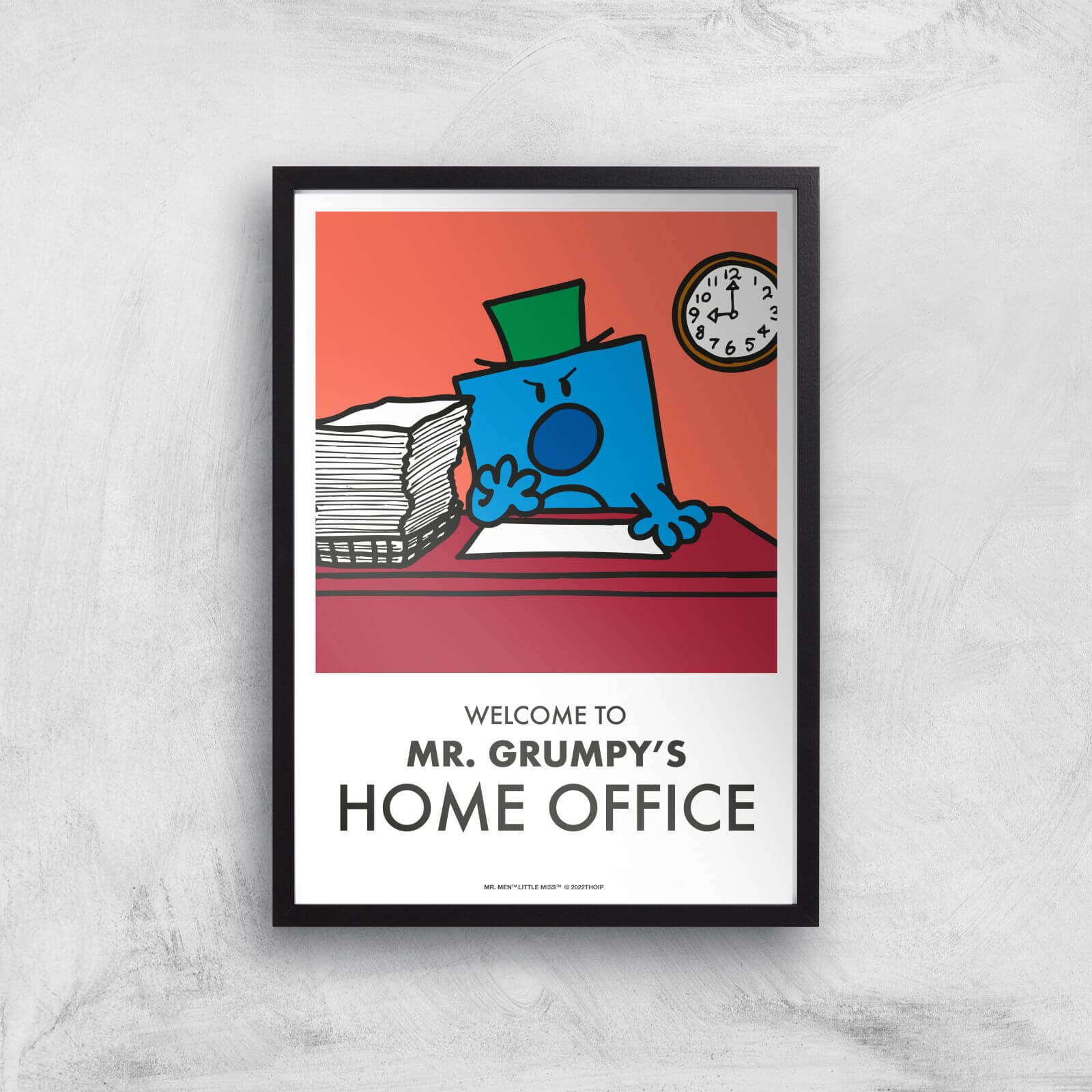 Mr Men & Little Miss Mr. Grumpy's Home Office Giclee Art Print - A4 - Black Frame