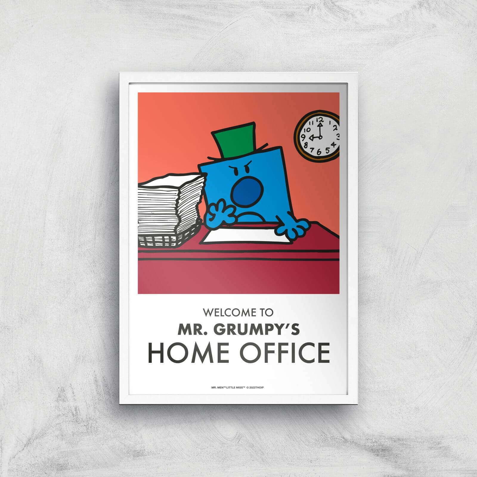 Mr Men & Little Miss Mr. Grumpy's Home Office Giclee Art Print - A3 - White Frame