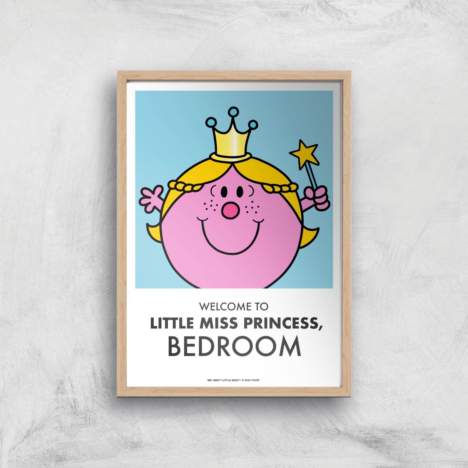 Mr Men & Little Miss Little Miss Princess Bedroom Giclee Art Print - A4 - Wooden Frame