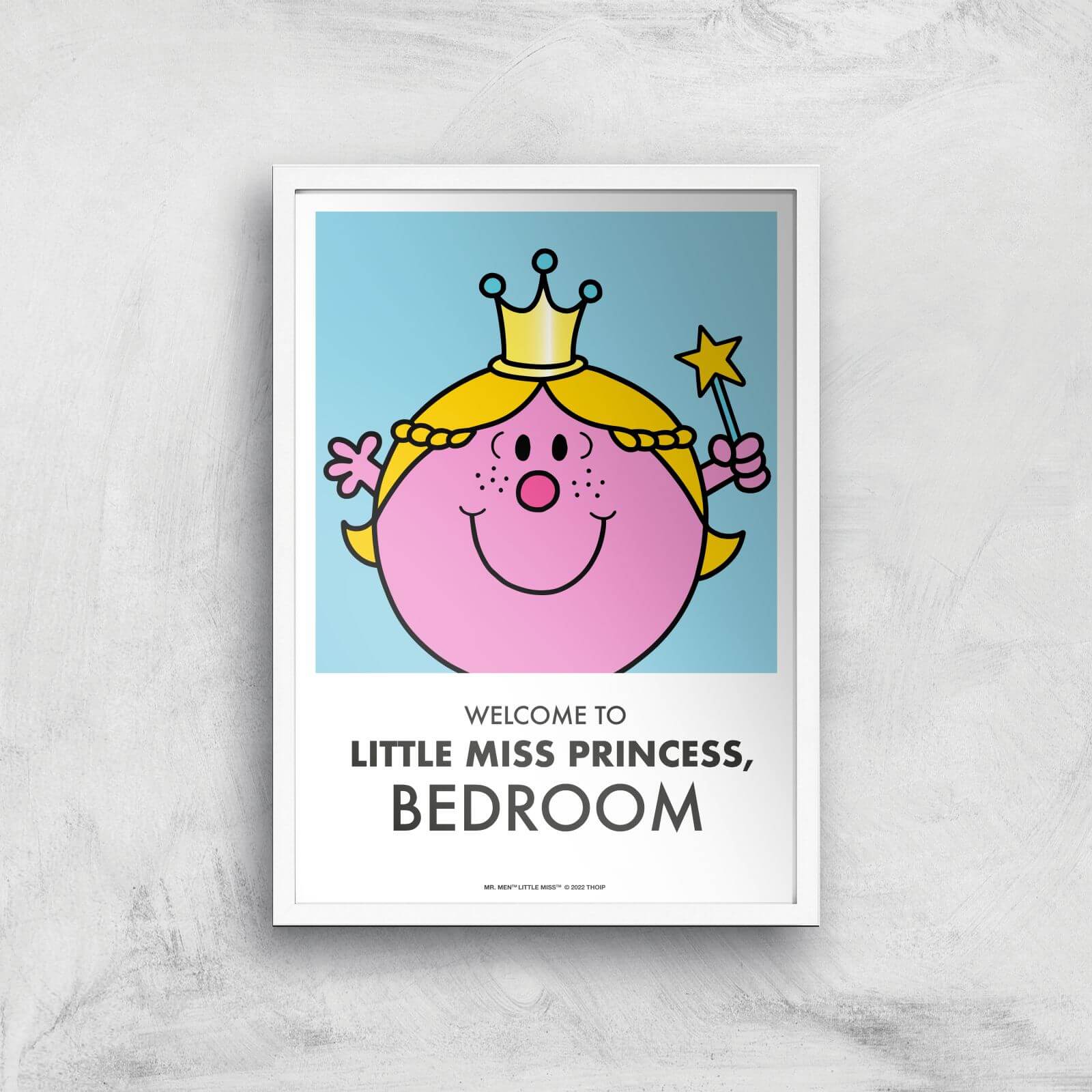 Mr Men & Little Miss Little Miss Princess Bedroom Giclee Art Print - A2 - White Frame